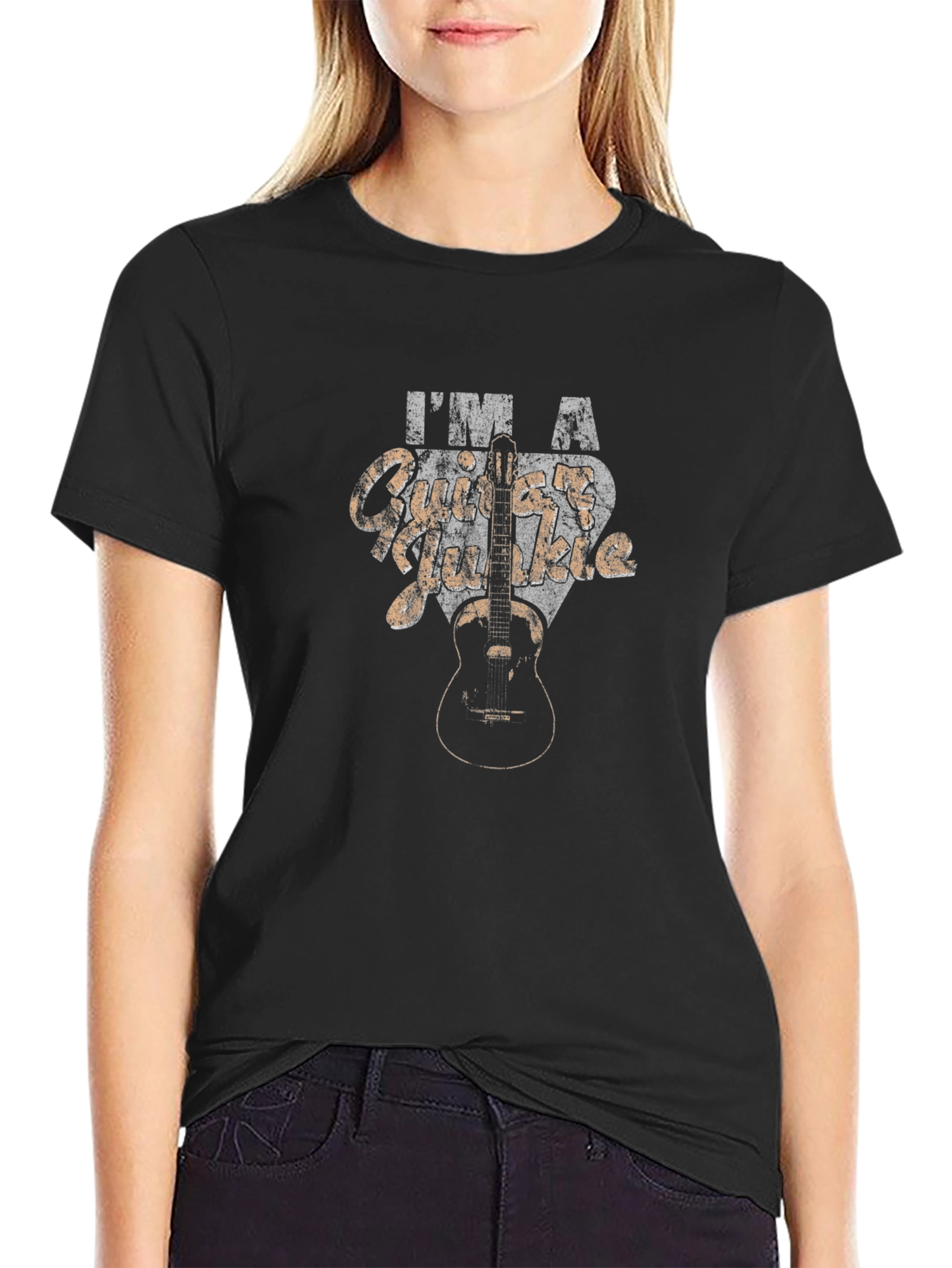 Guitar Player Black Graphic T-Shirt