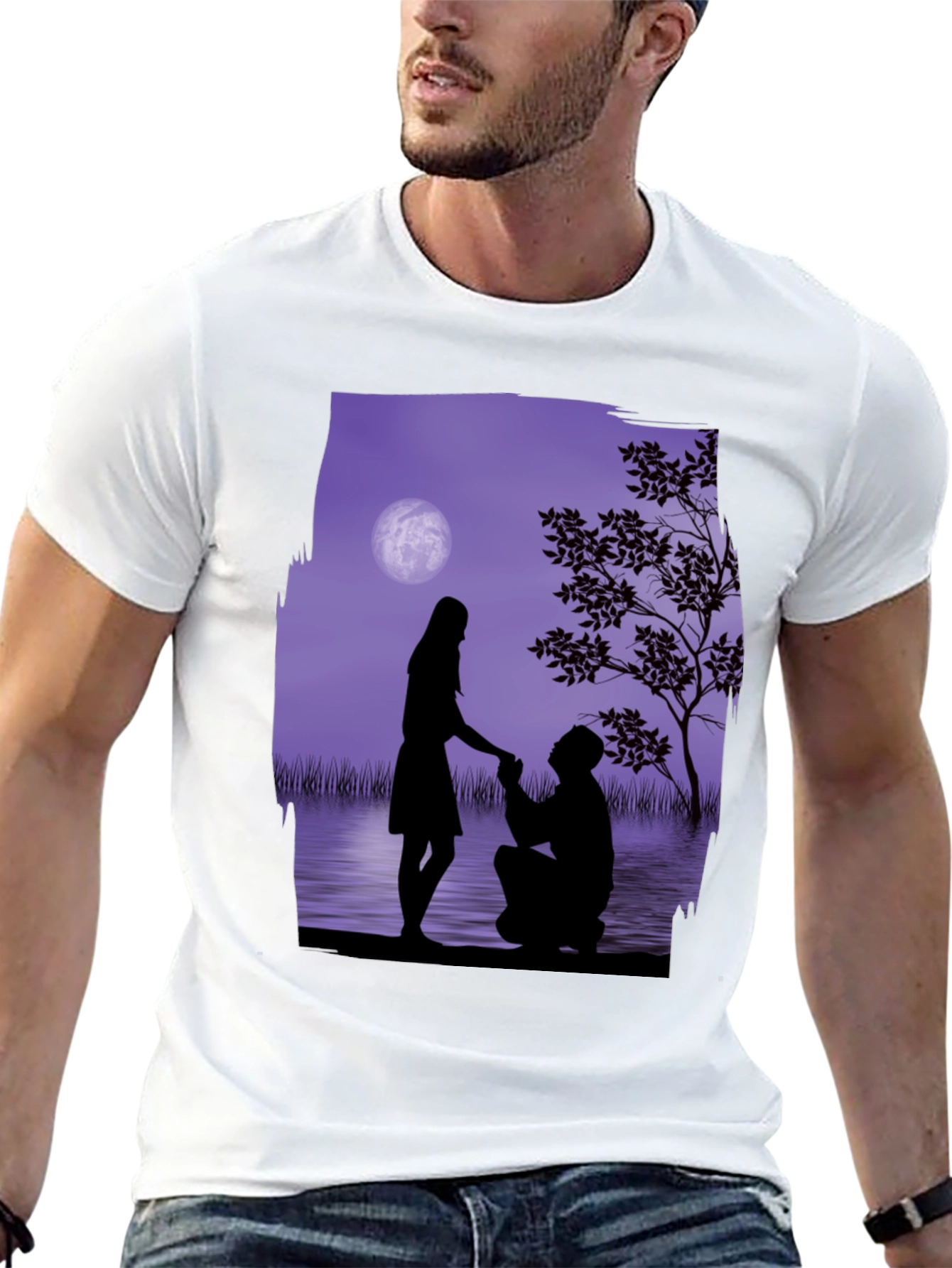 Romantic Proposal Graphic Tee - Black