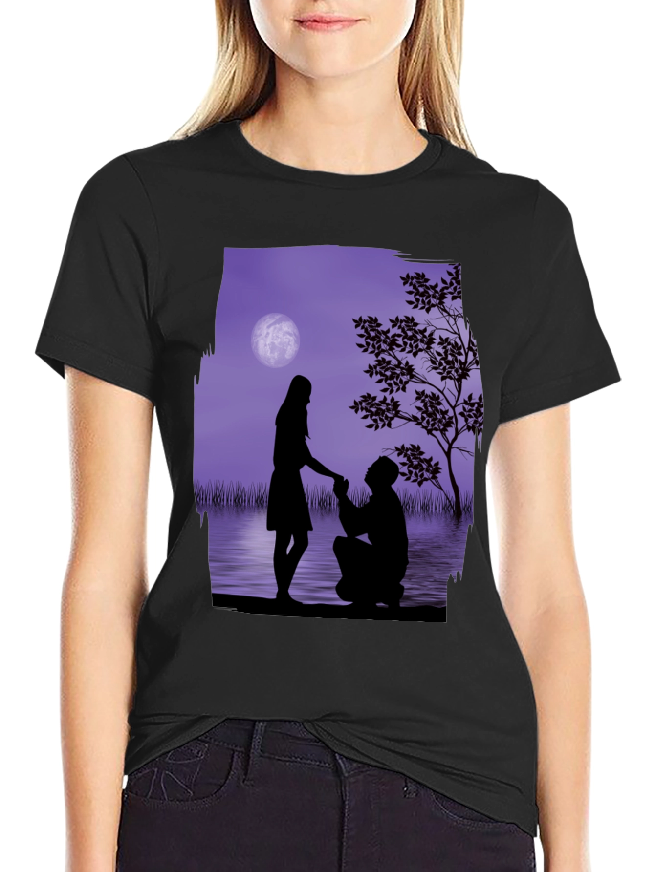 Romantic Proposal Graphic Tee - Black