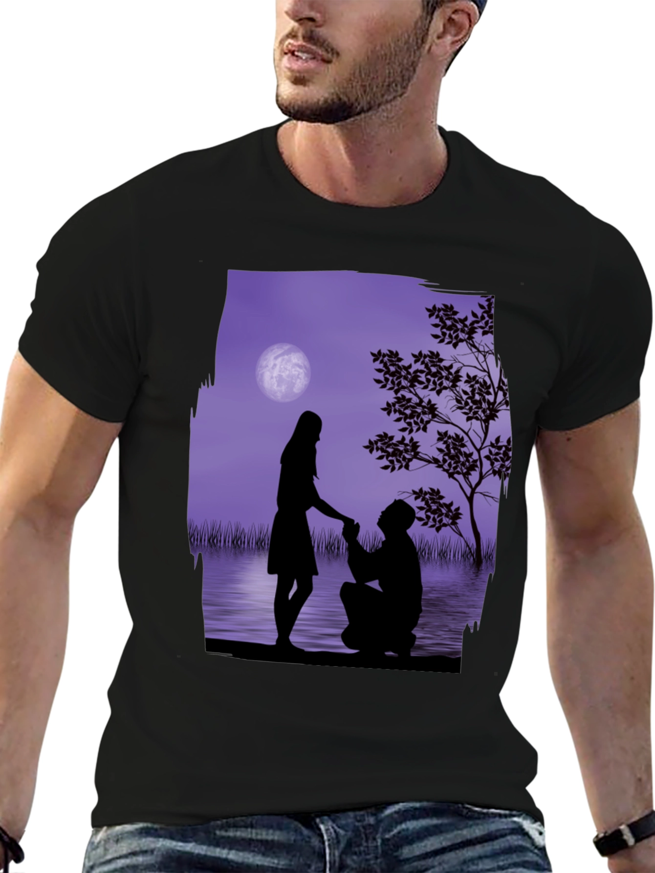 Romantic Proposal Graphic Tee - Black