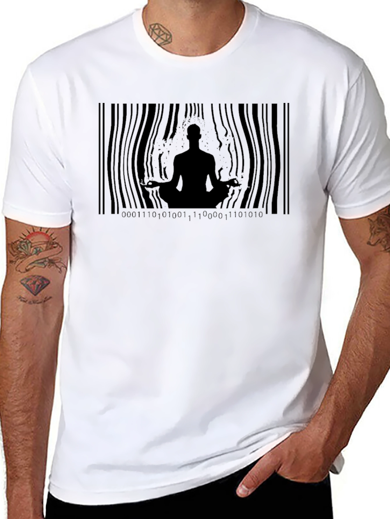 Meditative Binary Barcode T-Shirt