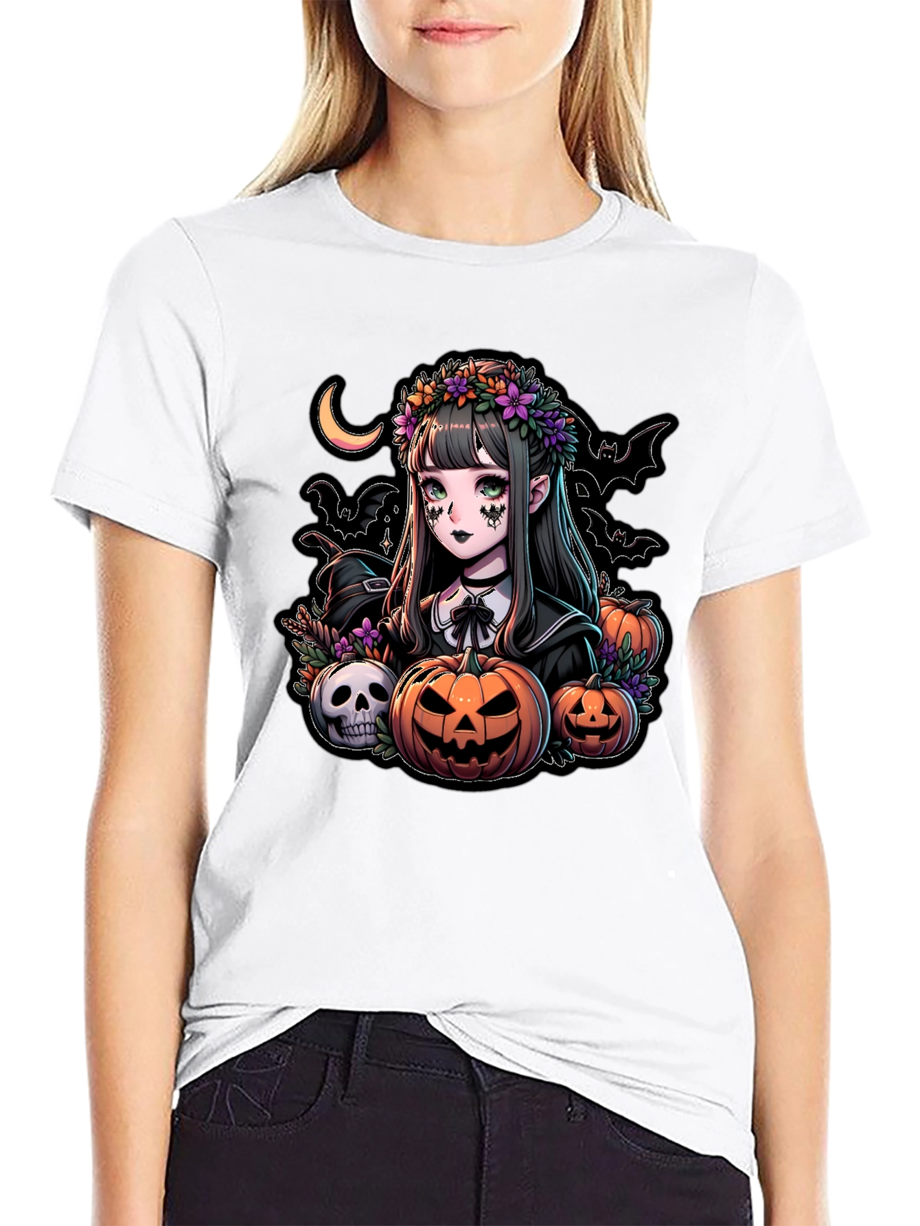 Halloween Anime Girl Graphic T-Shirt