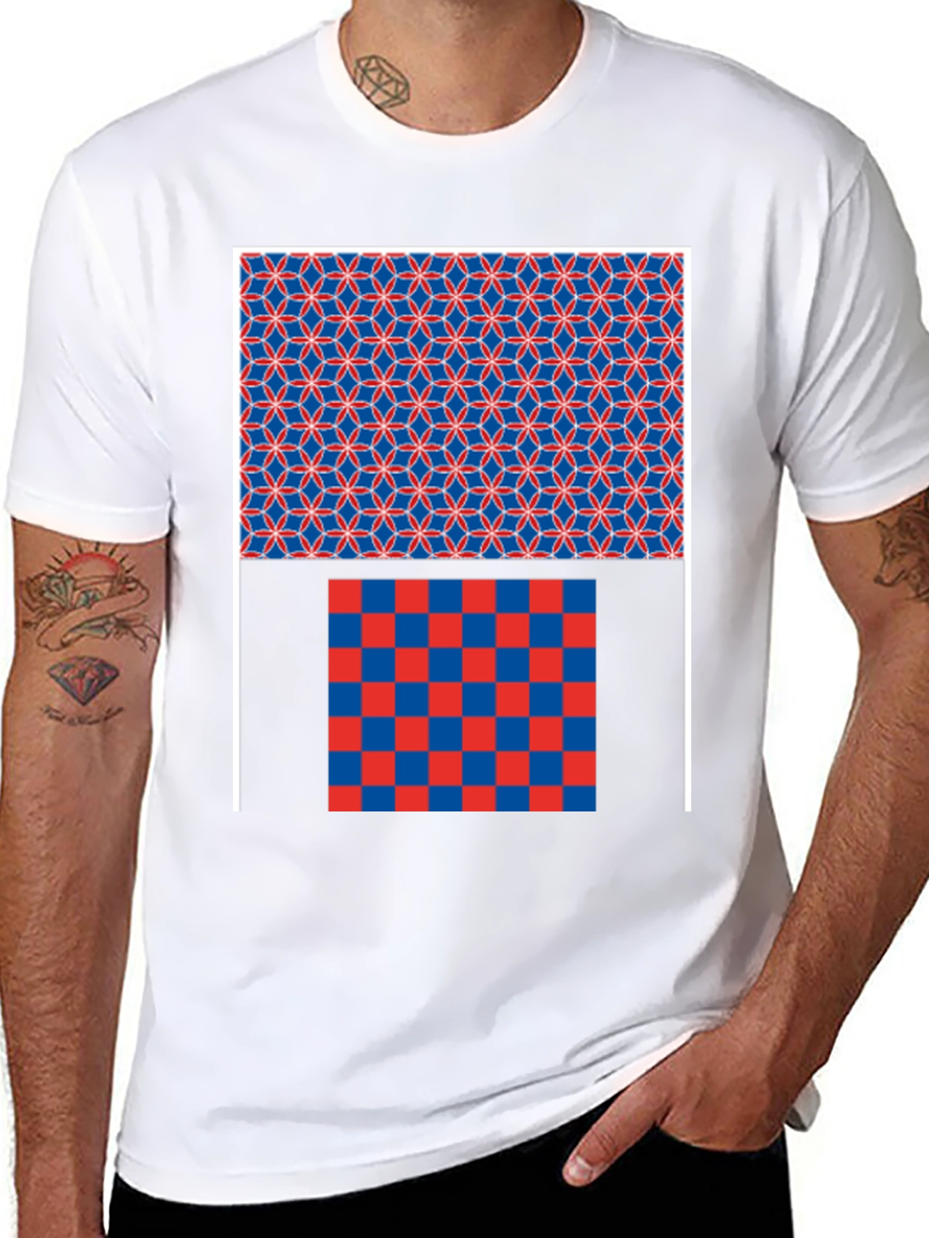 Geometric Pattern Graphic Print Black T-Shirt