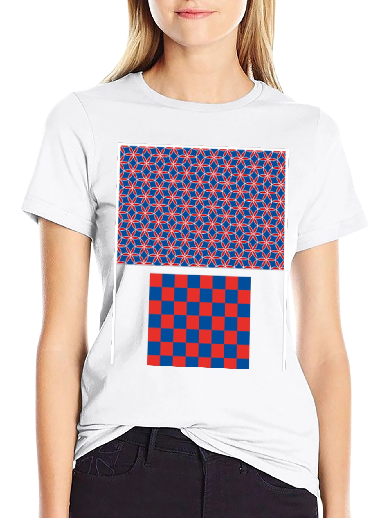 Geometric Pattern Graphic Print Black T-Shirt