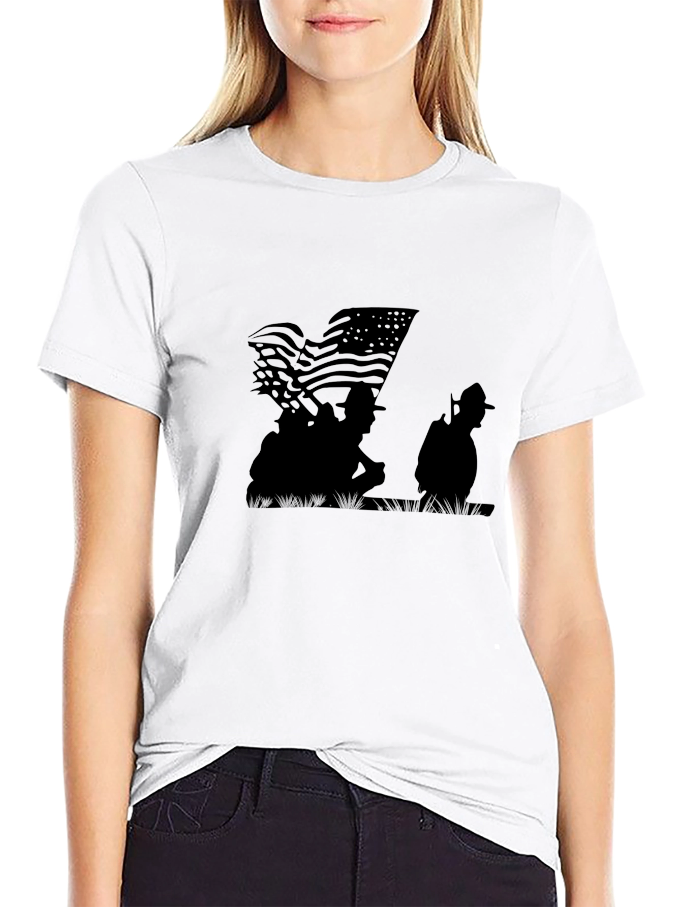 American Flag Silhouette Graphic T-Shirt