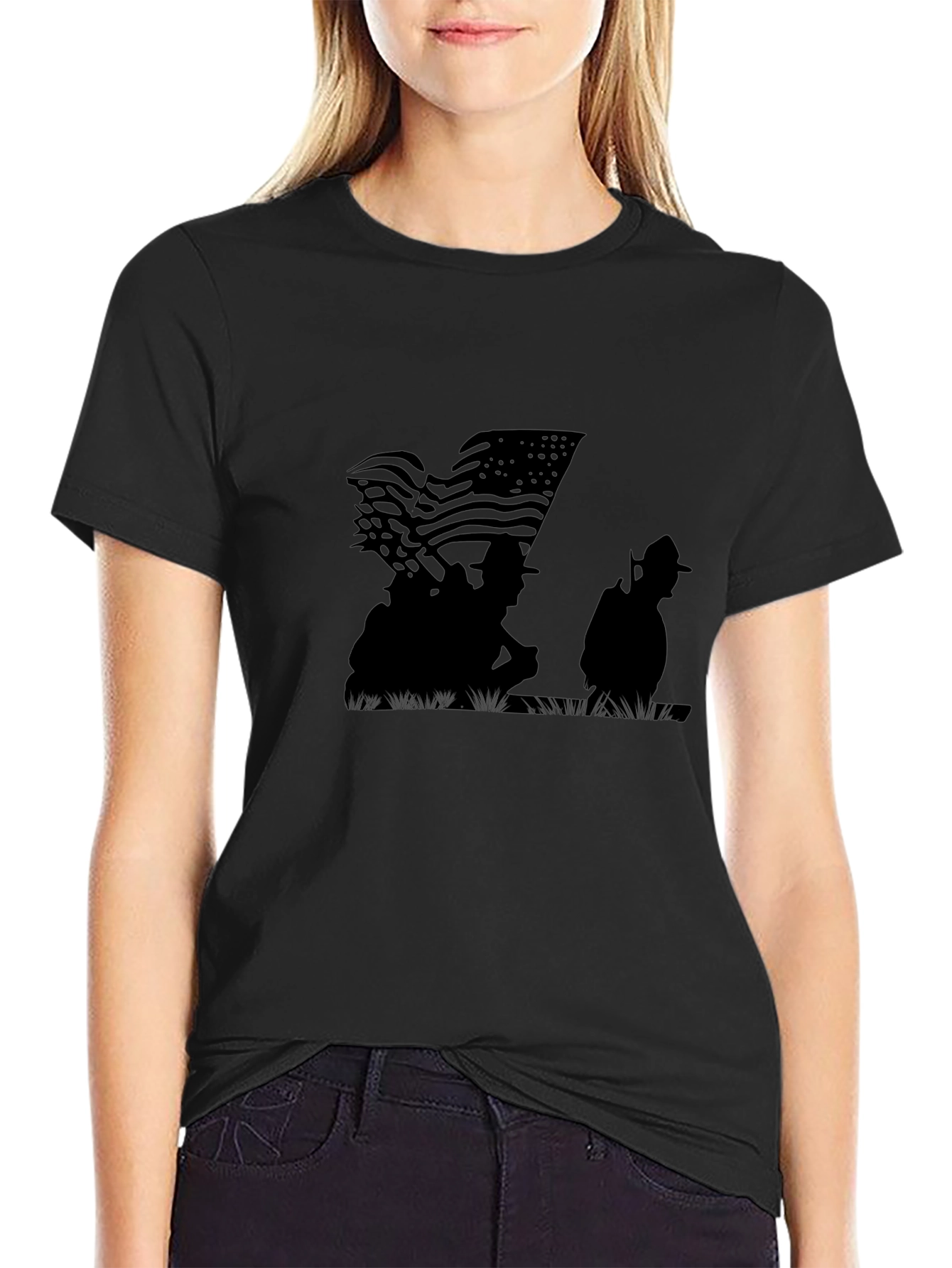 American Flag Silhouette Graphic T-Shirt