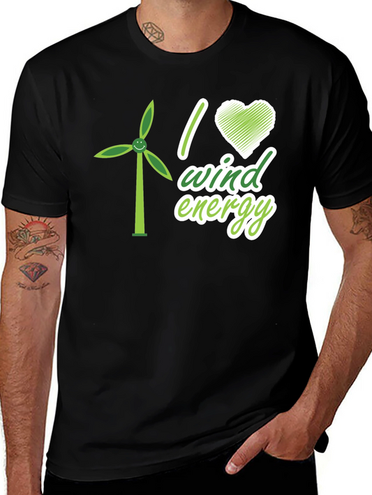 I Love Wind Energy Black T-Shirt