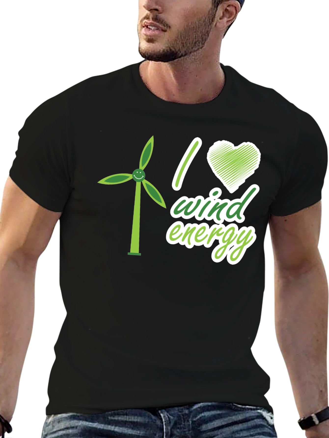I Love Wind Energy Black T-Shirt