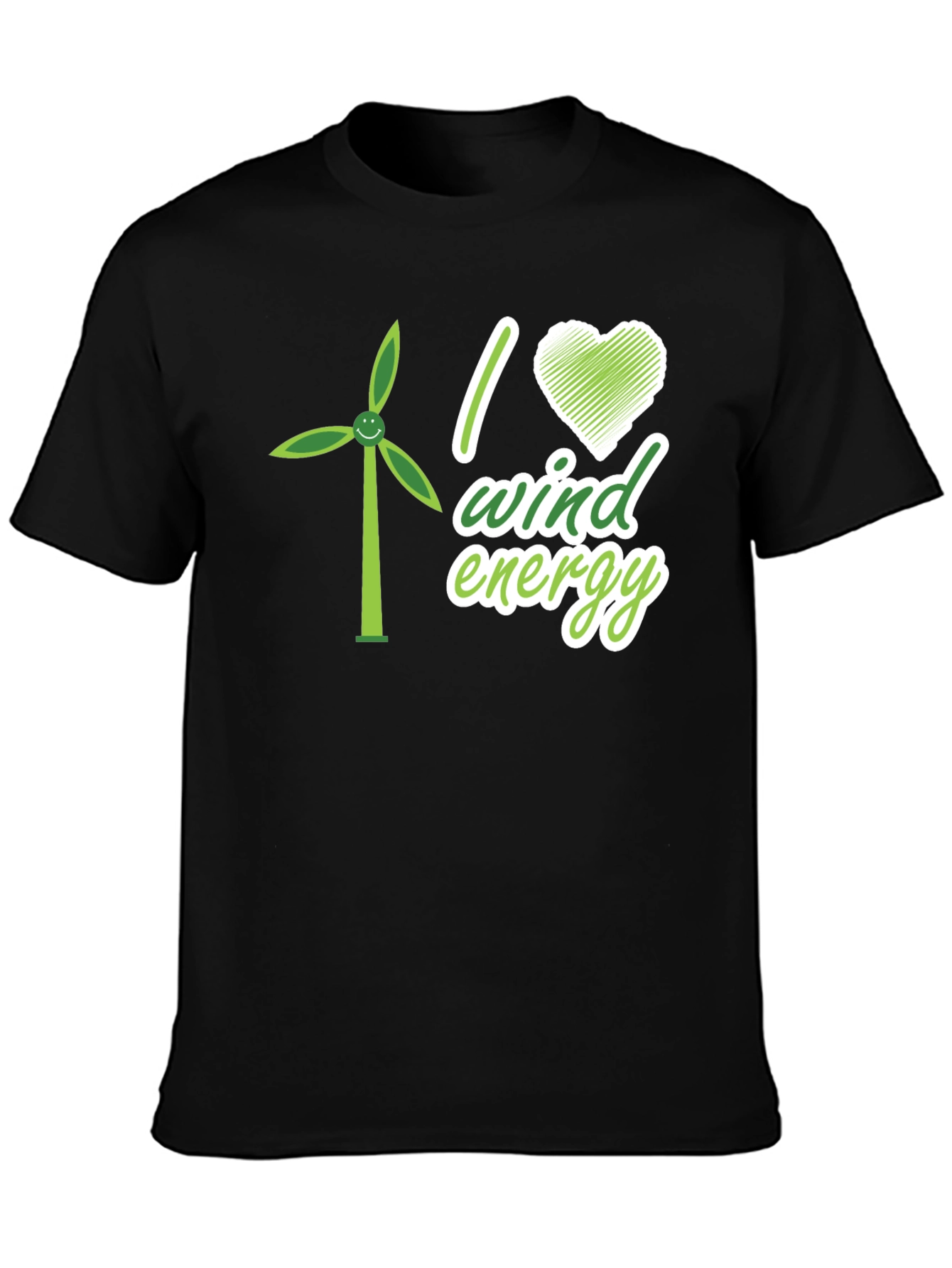 I Love Wind Energy Black T-Shirt