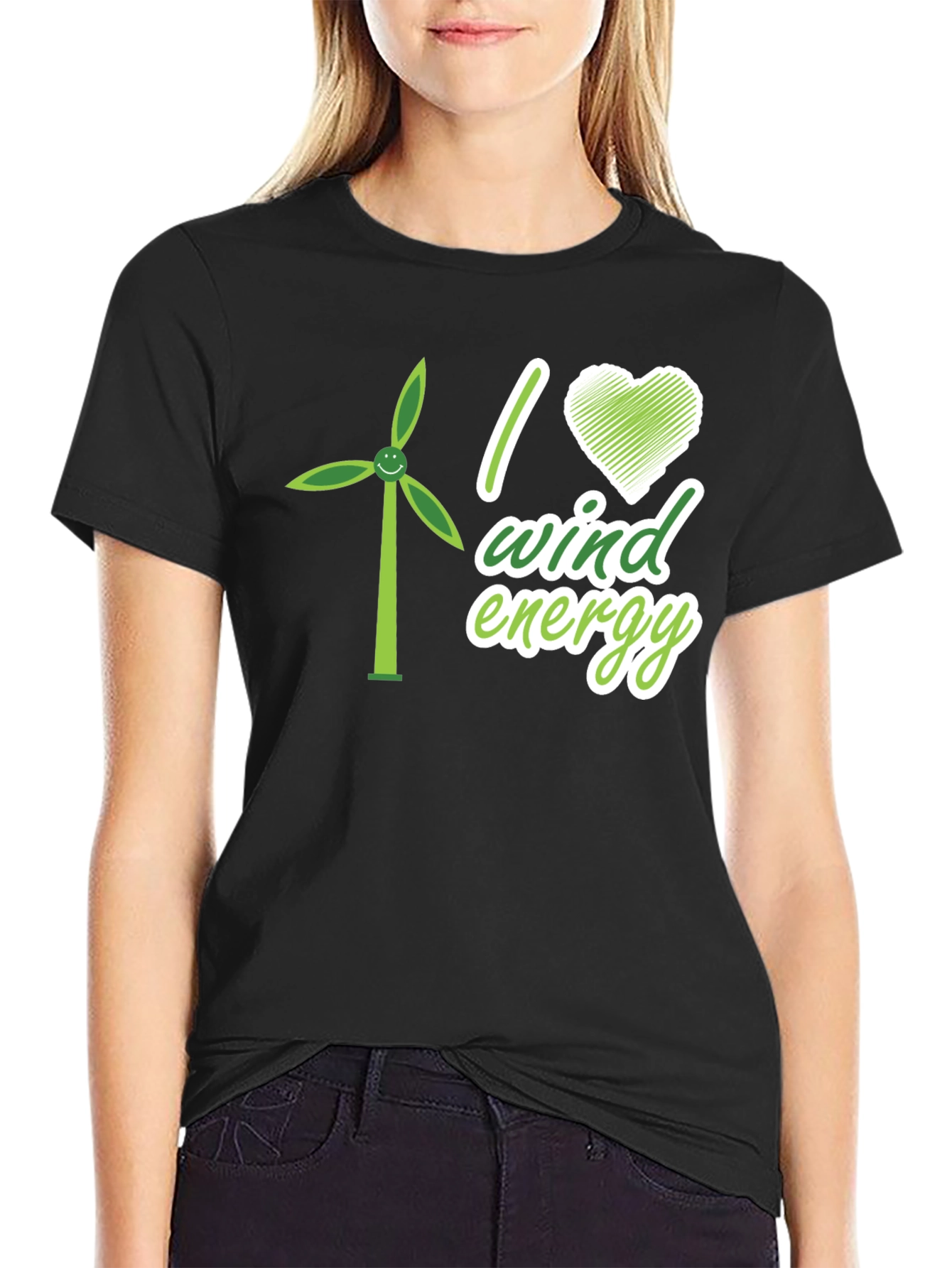 I Love Wind Energy Black T-Shirt