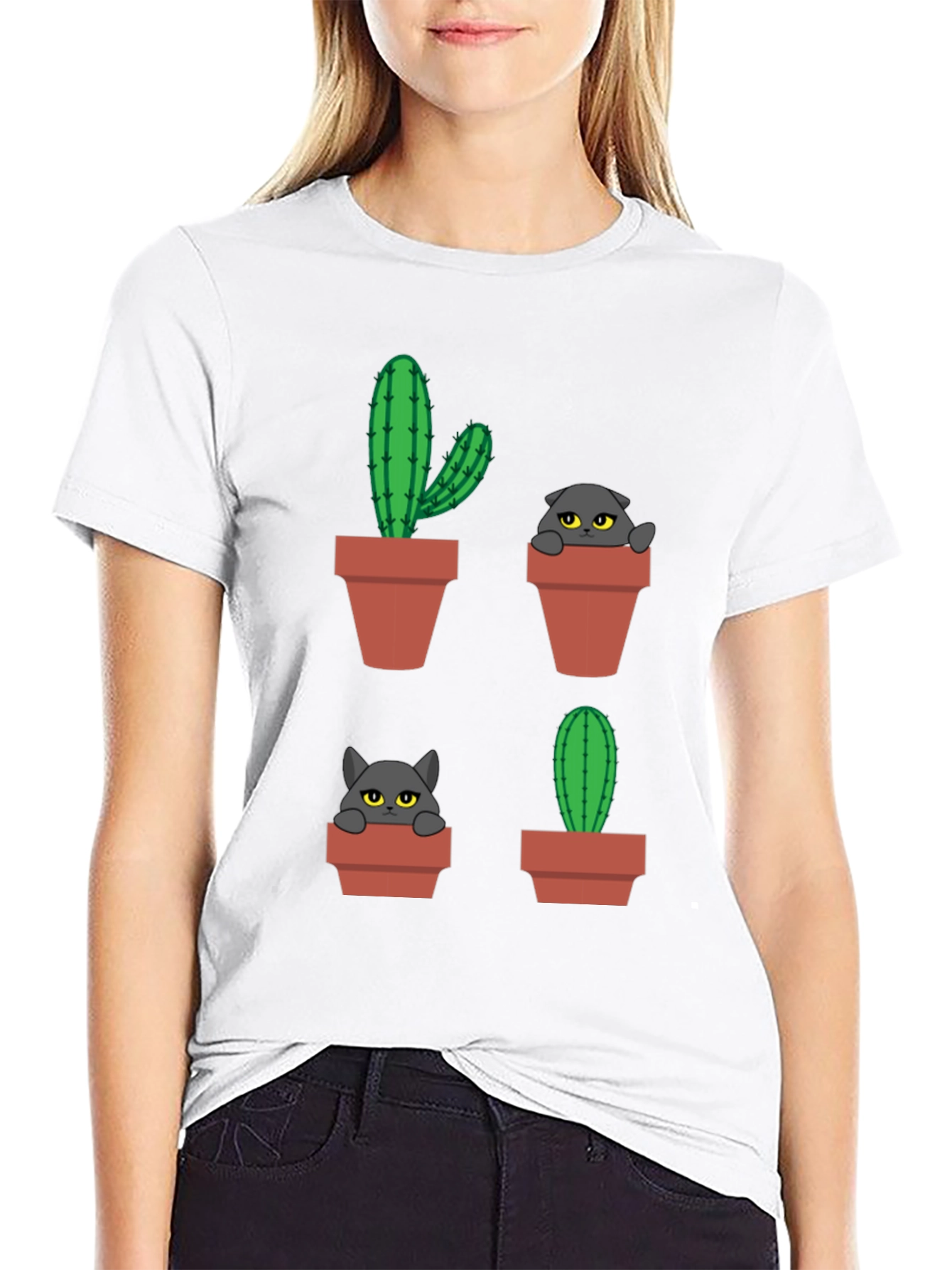 Cactus Cat T-Shirt - Plant Lover Tee