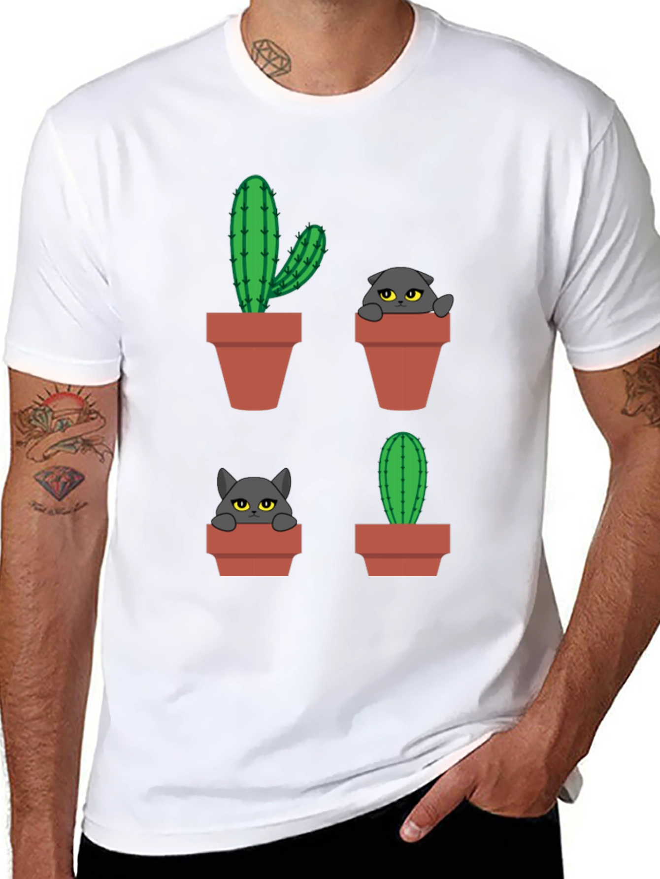 Cactus Cat T-Shirt - Plant Lover Tee