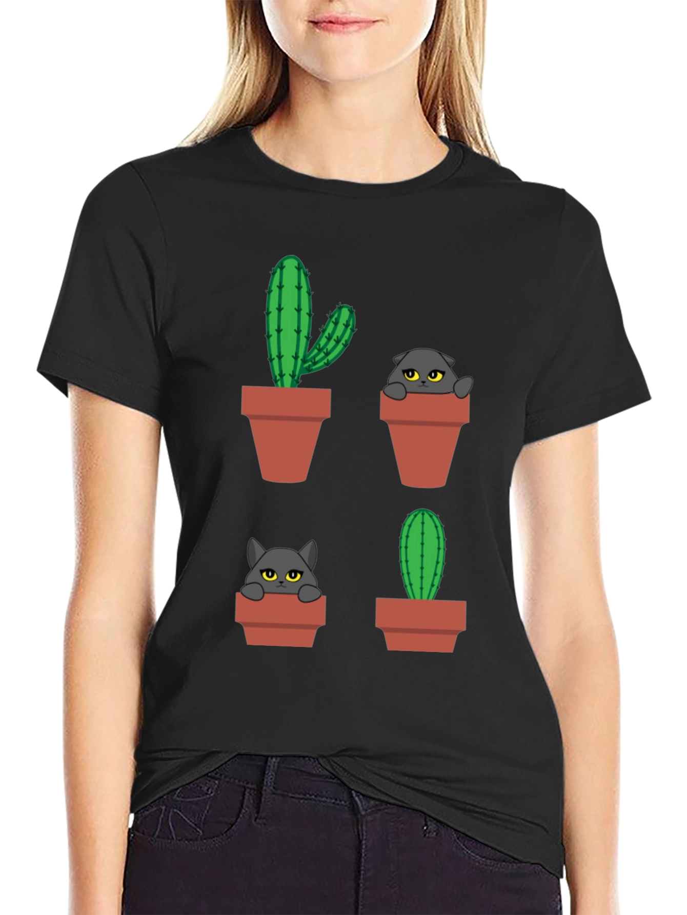 Cactus Cat T-Shirt - Plant Lover Tee