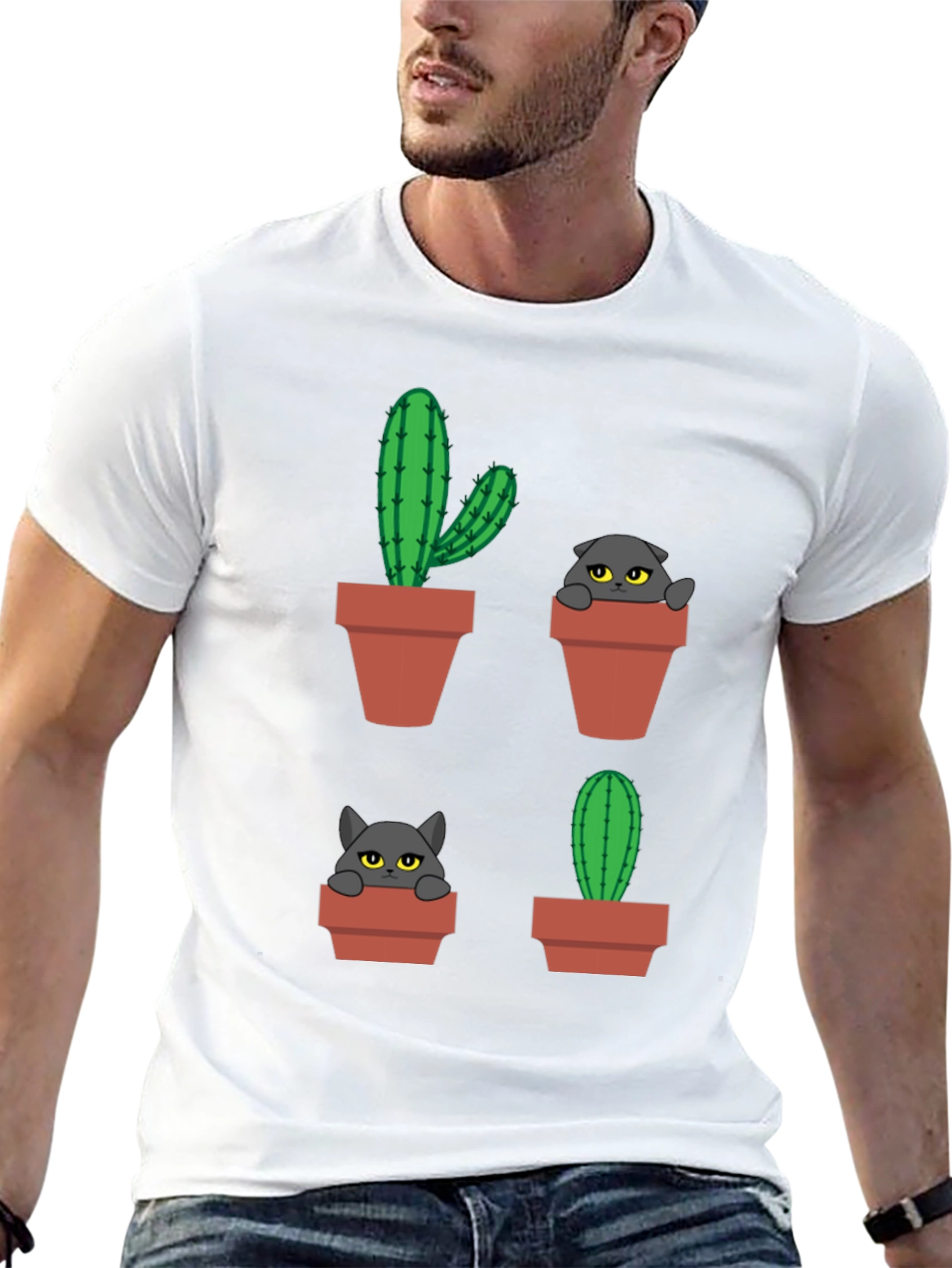 Cactus Cat T-Shirt - Plant Lover Tee