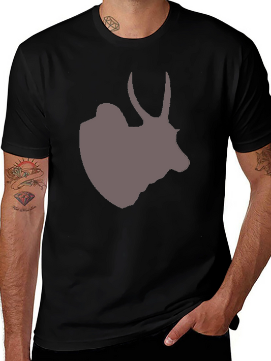 Mens Black T-Shirt with Antelope Graphic Tee