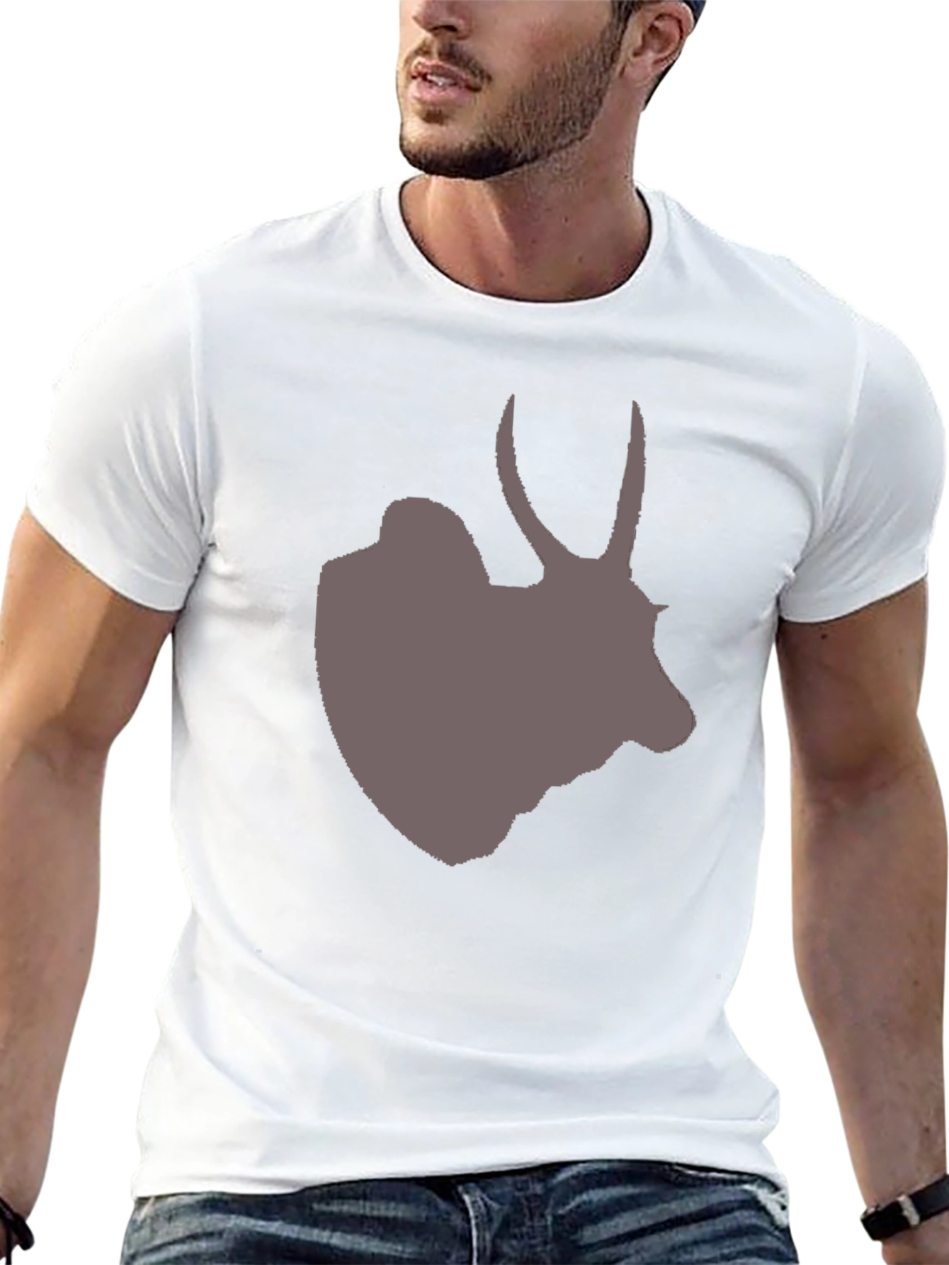 Mens Black T-Shirt with Antelope Graphic Tee