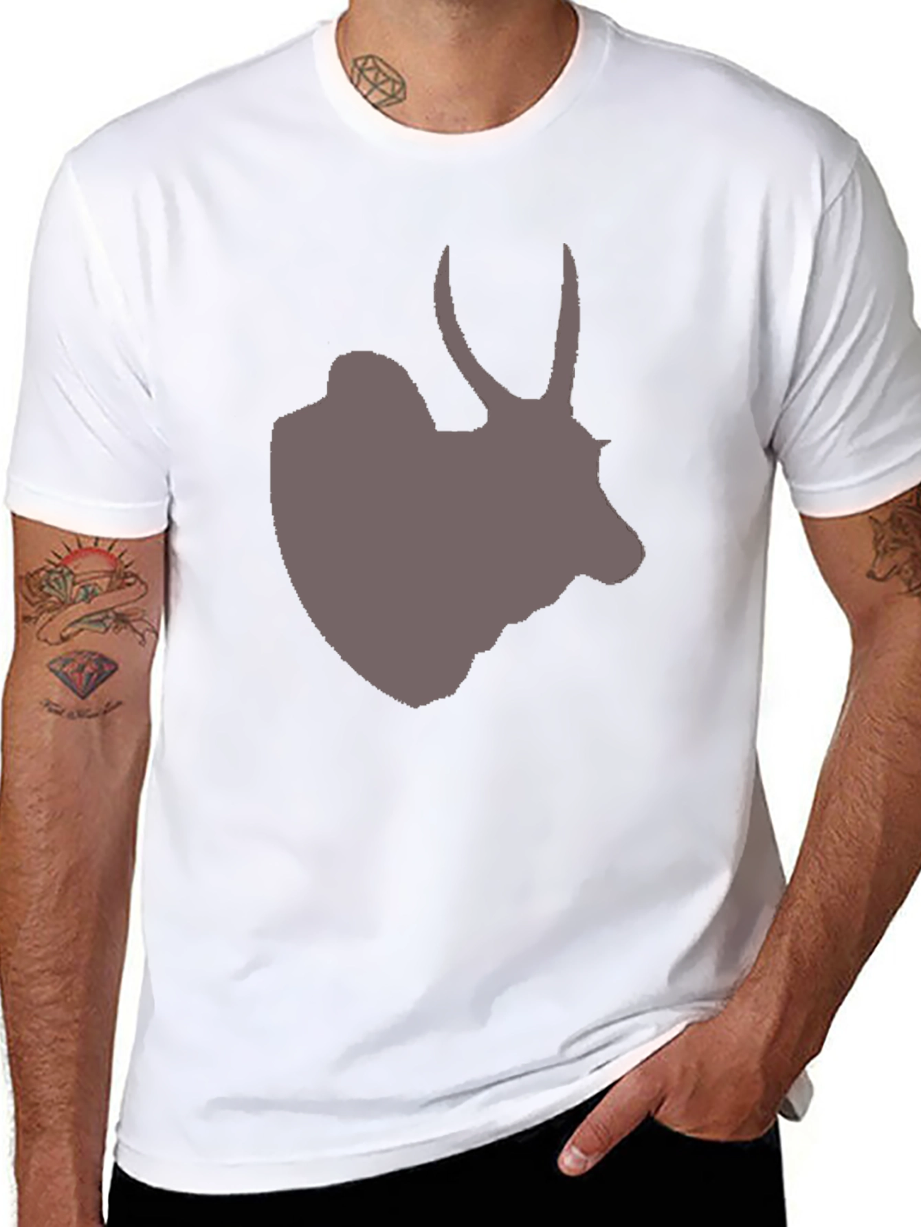 Mens Black T-Shirt with Antelope Graphic Tee