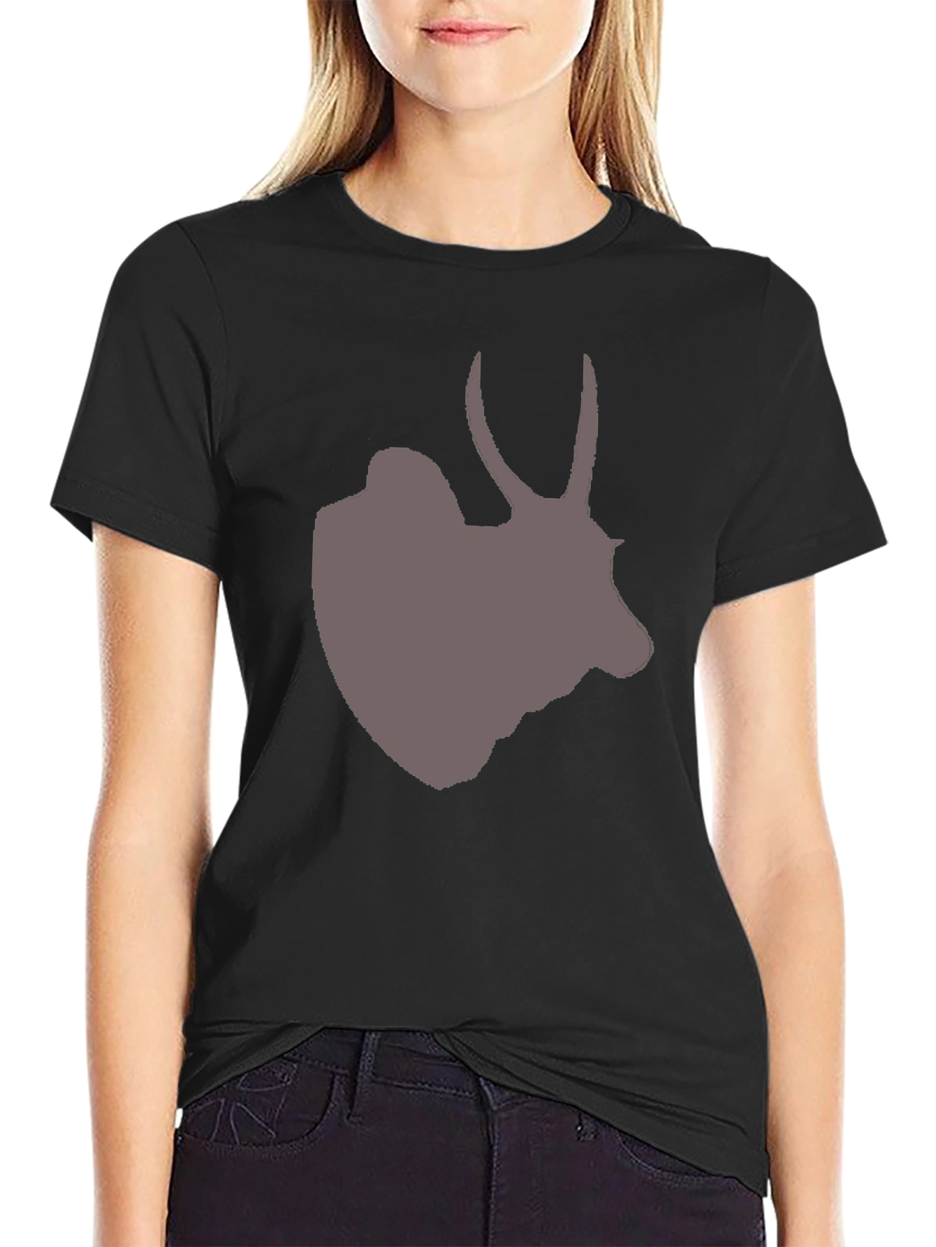 Mens Black T-Shirt with Antelope Graphic Tee