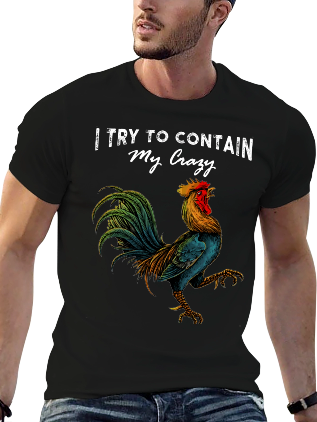 Contain My Crazy Rooster Graphic Tee