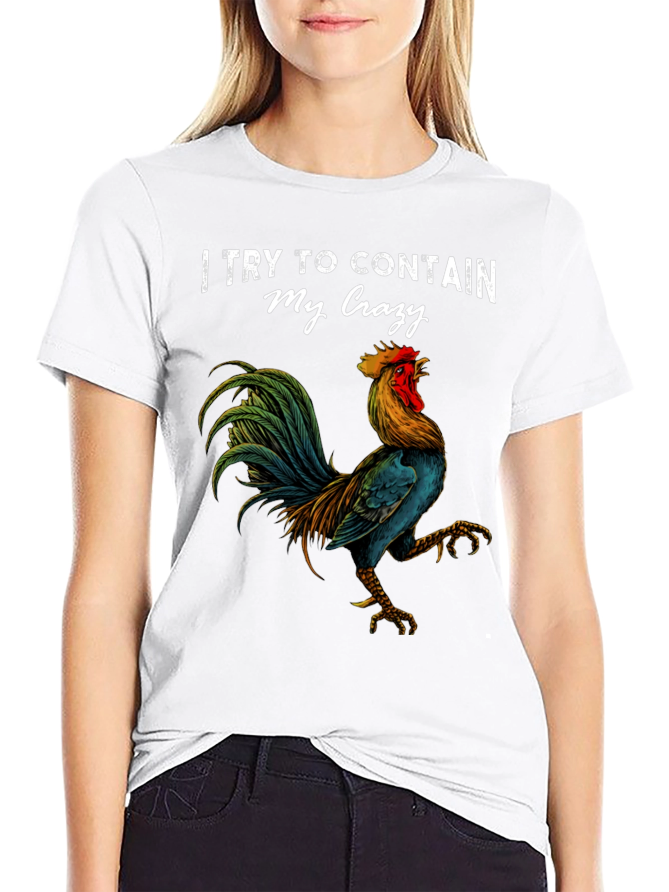 Contain My Crazy Rooster Graphic Tee