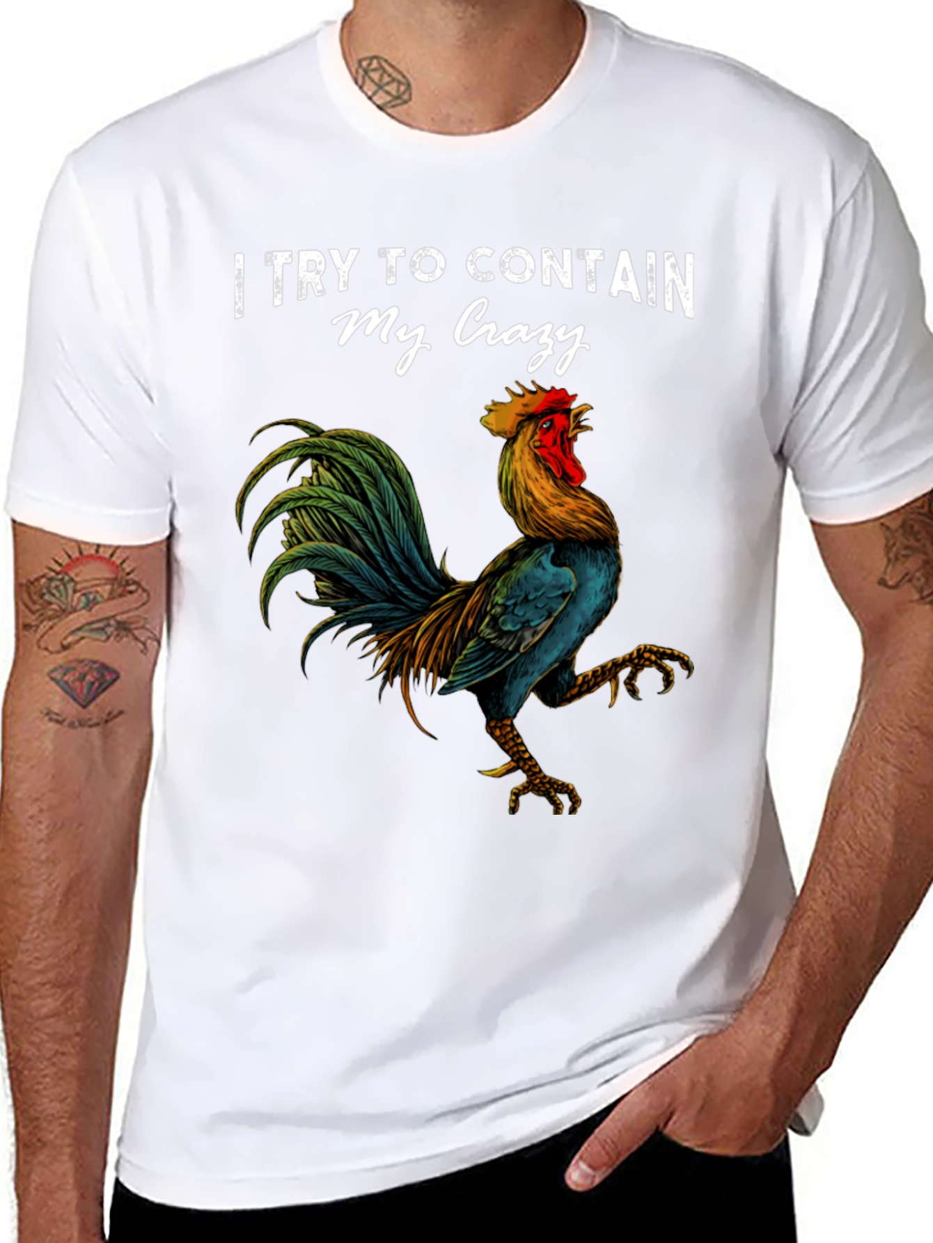 Contain My Crazy Rooster Graphic Tee