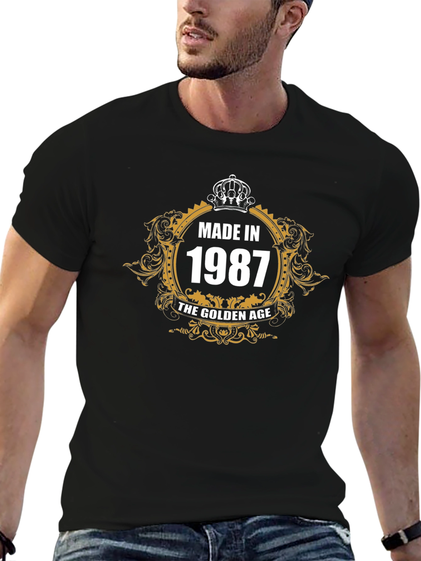 Made in 1987 Golden Age Black Graphic T-Shirt