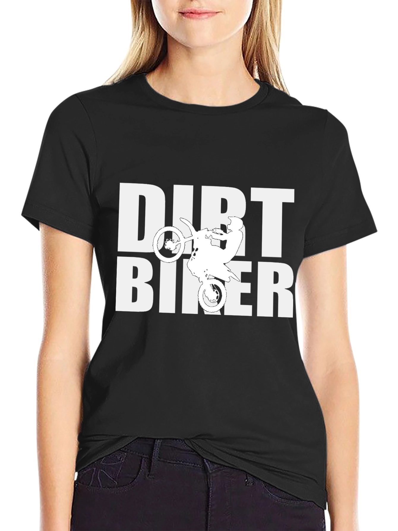 Dirt Biker Graphic Tee - Black Cotton T-Shirt