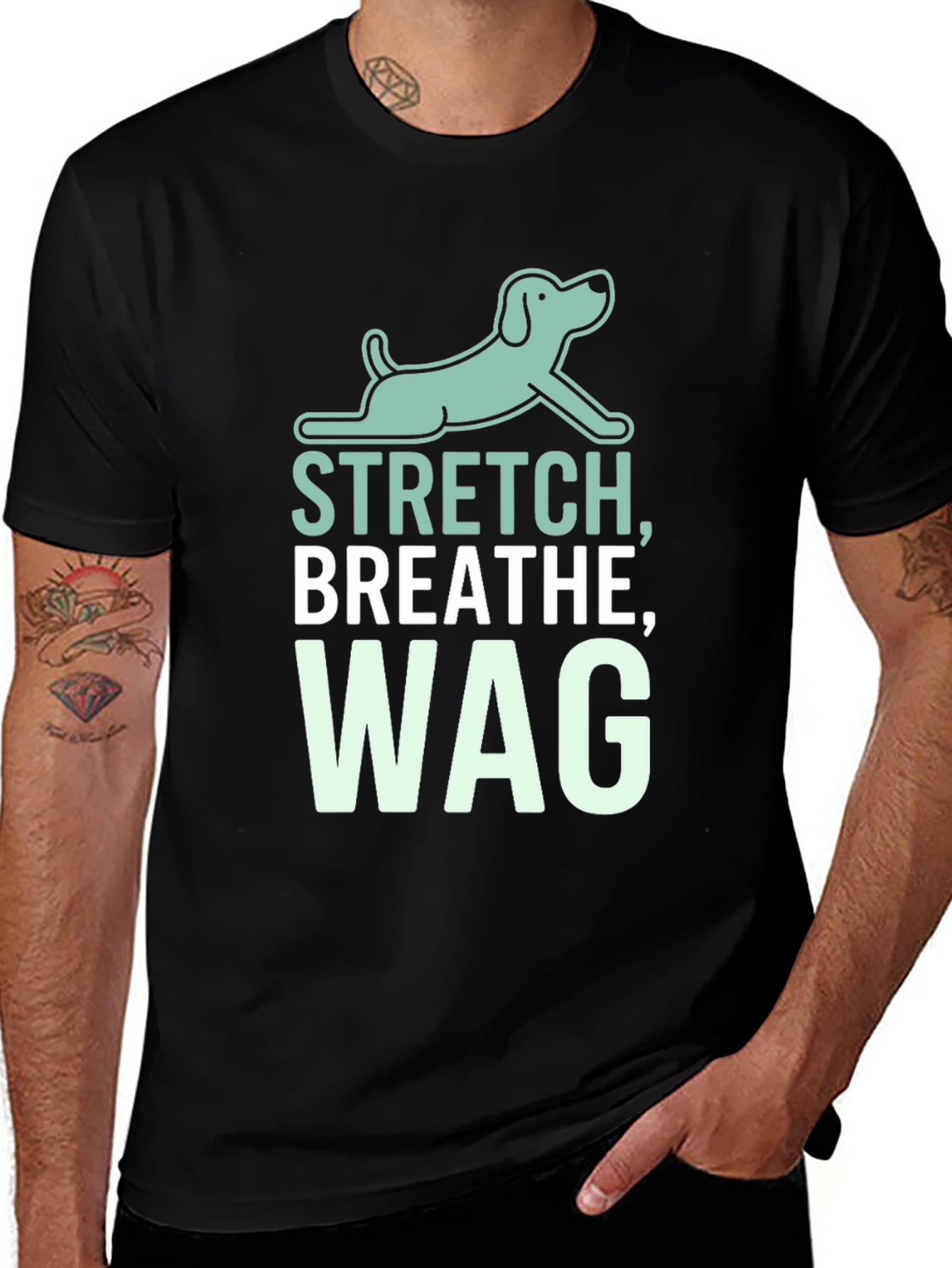 Stretch Breathe Wag Black T-Shirt