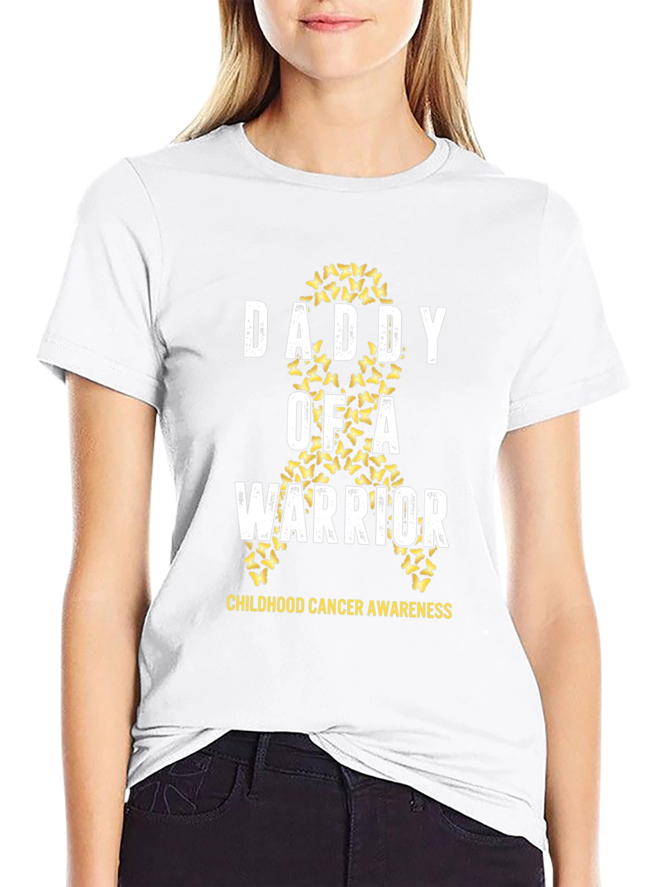 Daddy of a Warrior Childhood Cancer Awareness T-Shirt