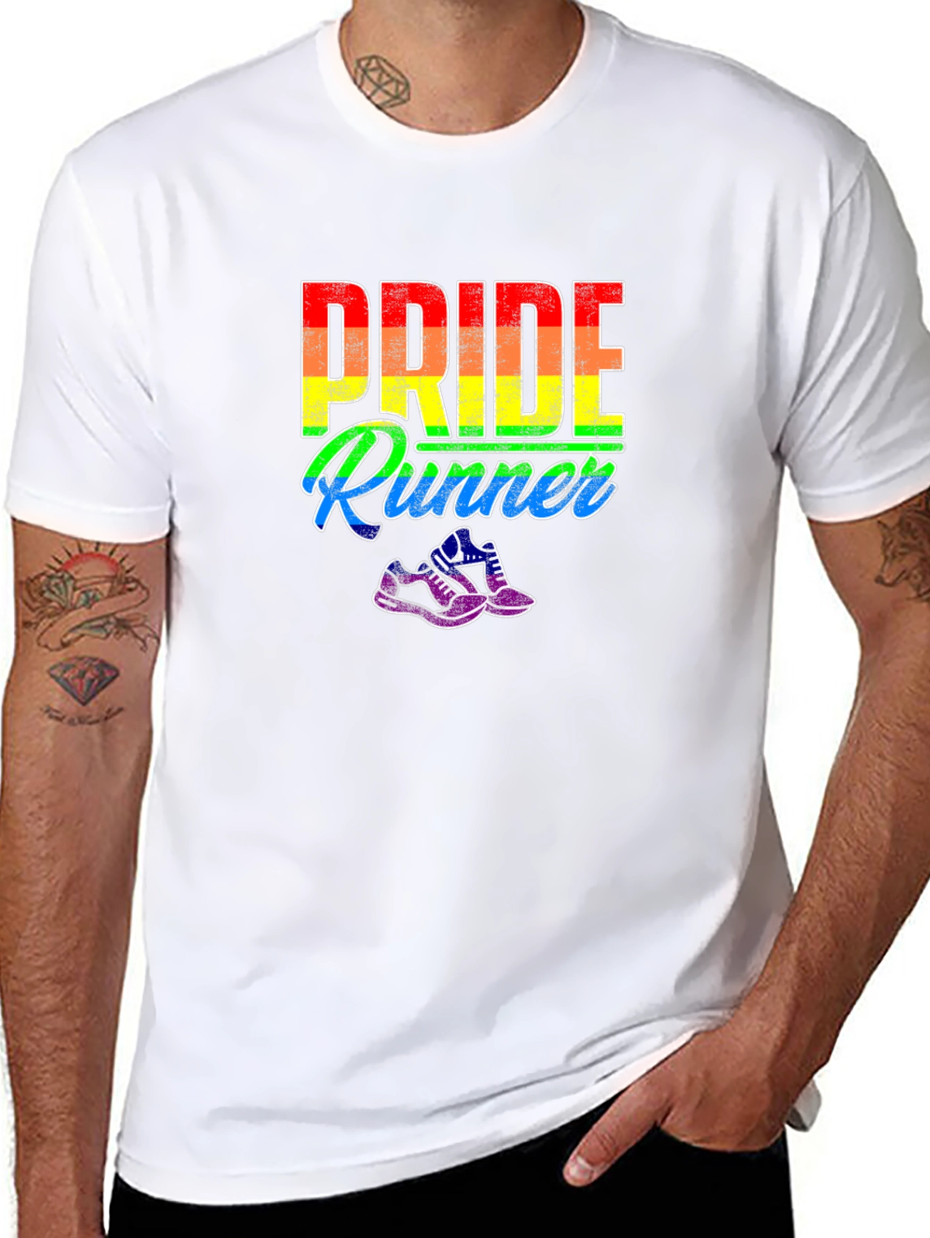 Pride Runner T-Shirt LGBTQ Rainbow Graphic Tee