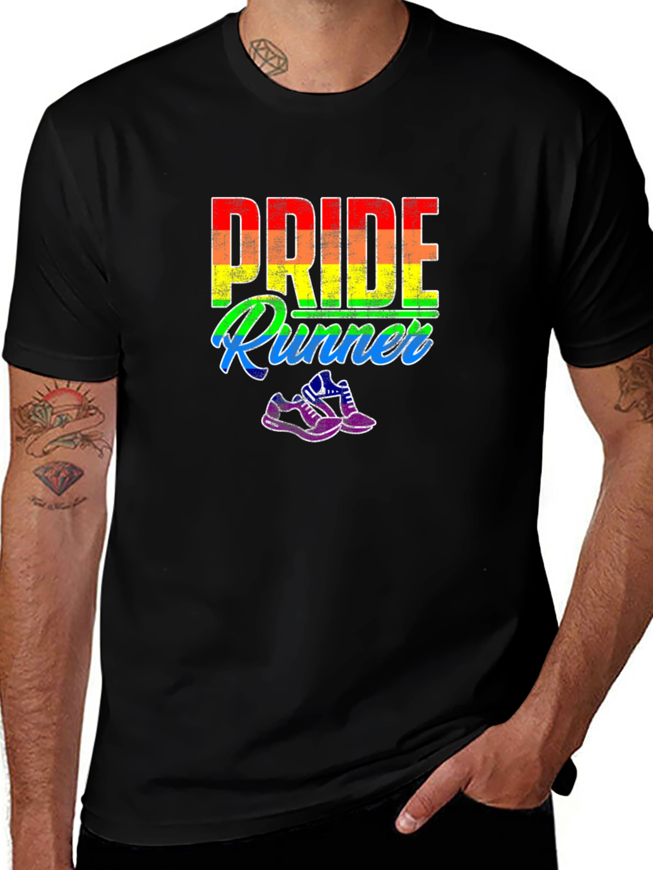 Pride Runner T-Shirt LGBTQ Rainbow Graphic Tee