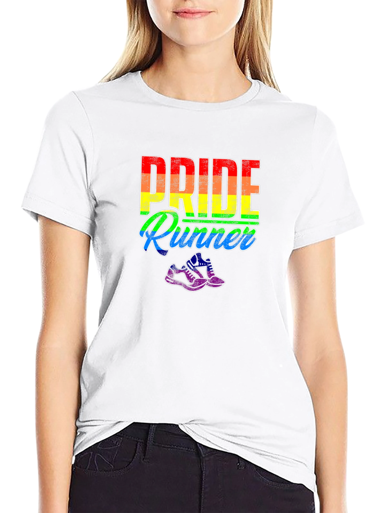 Pride Runner T-Shirt LGBTQ Rainbow Graphic Tee