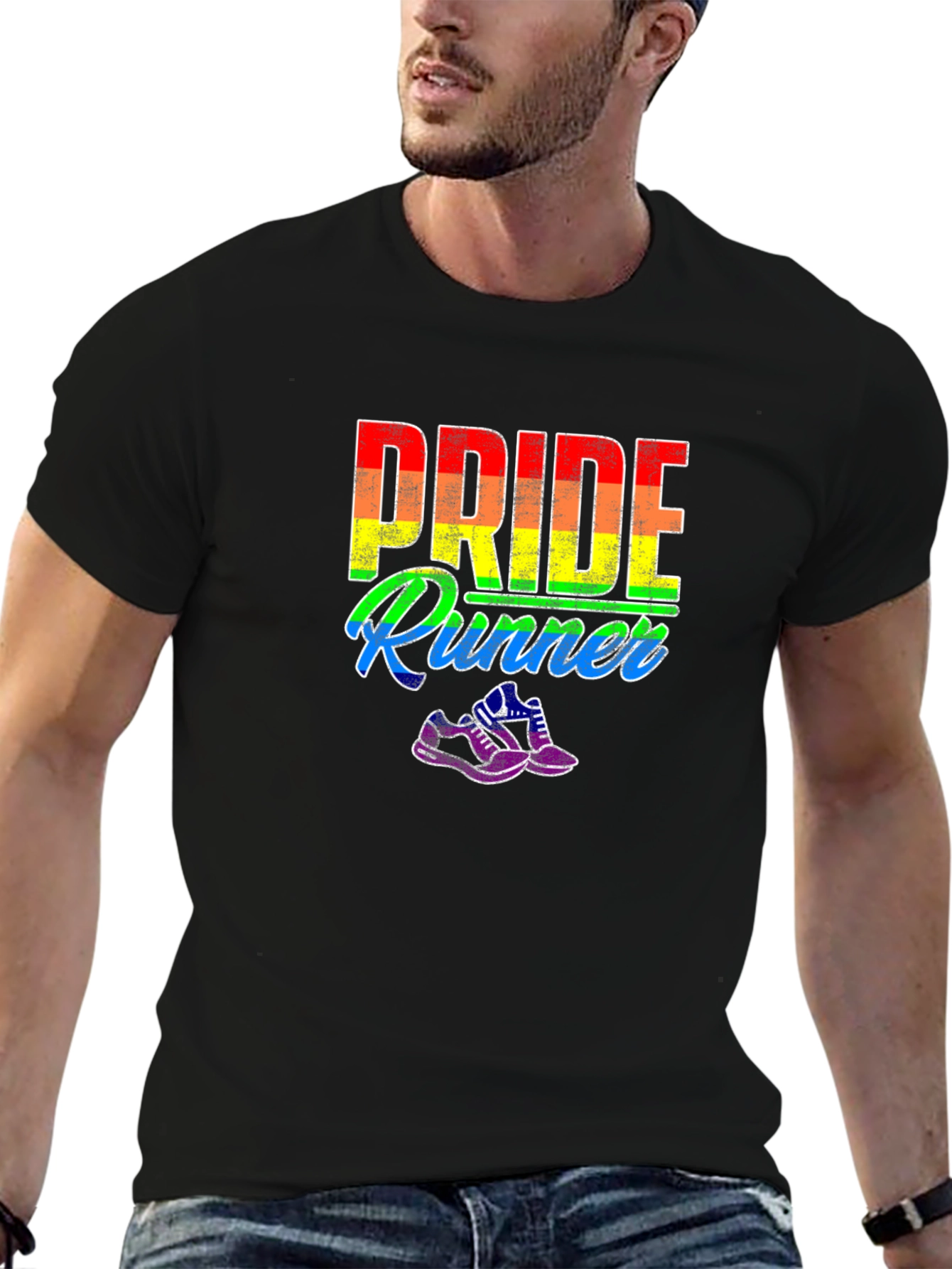 Pride Runner T-Shirt LGBTQ Rainbow Graphic Tee