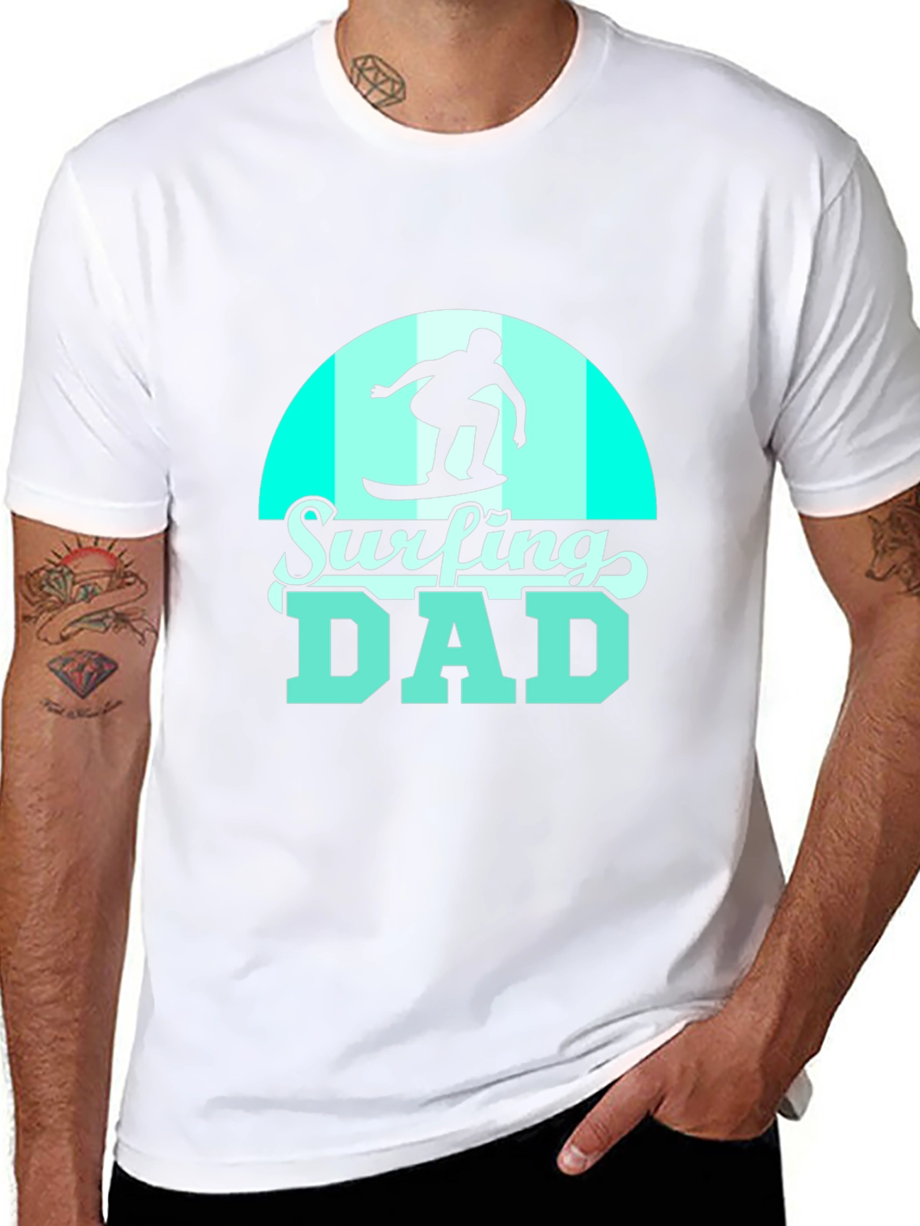 Surfing Dad Black Graphic Tee