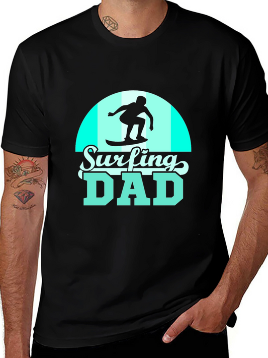 Surfing Dad Black Graphic Tee