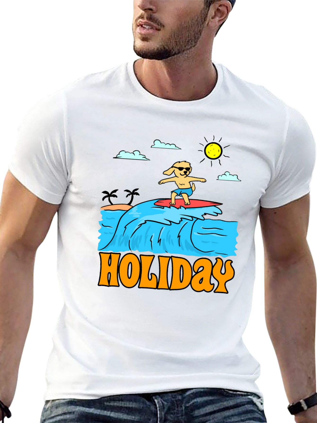 Holiday Dog Surfing Graphic Tee