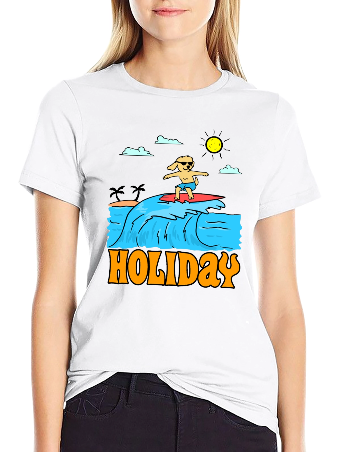 Holiday Dog Surfing Graphic Tee