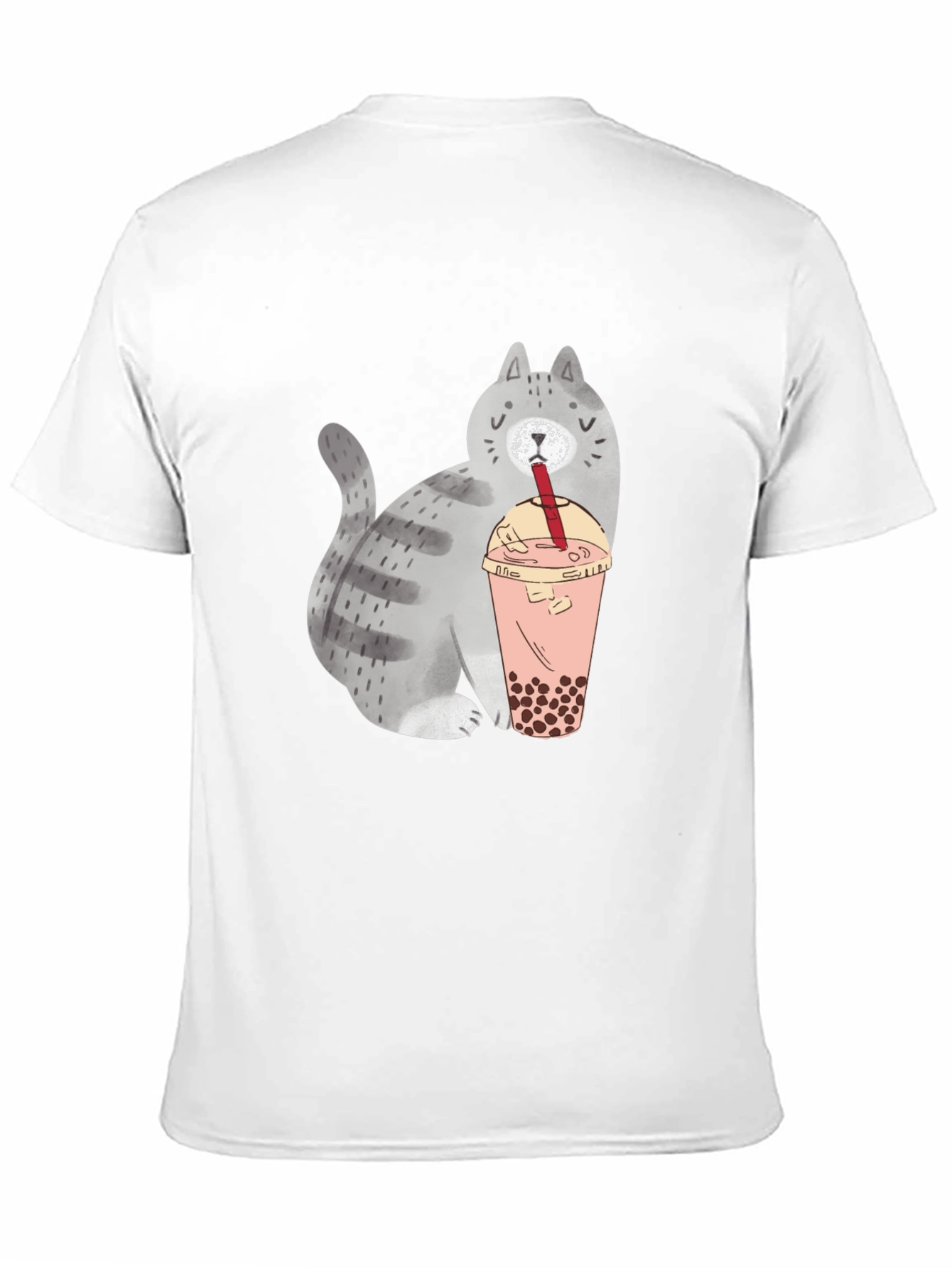Cute Cat Boba Tea Graphic T-Shirt
