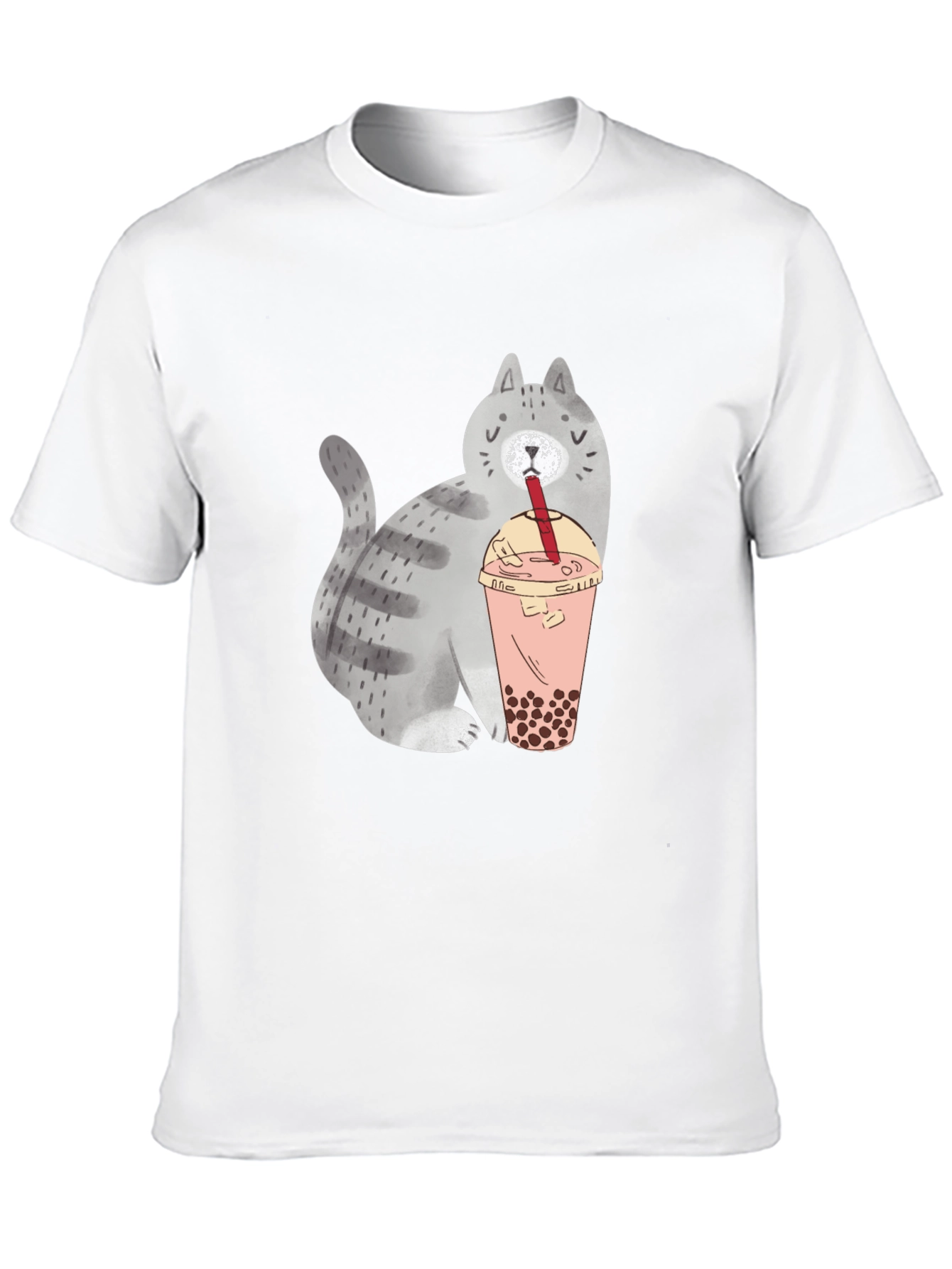 Cute Cat Boba Tea Graphic T-Shirt