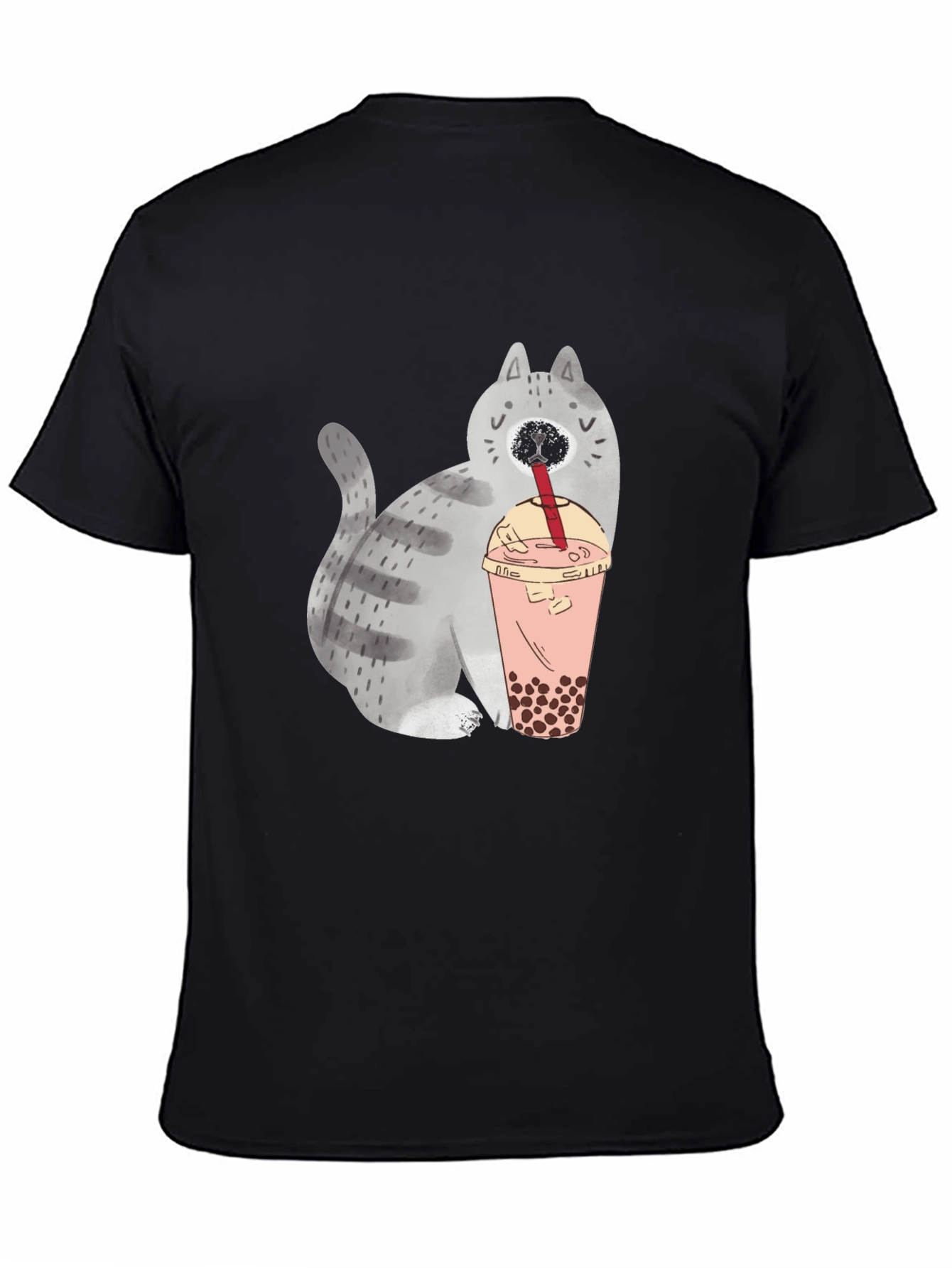 Cute Cat Boba Tea Graphic T-Shirt