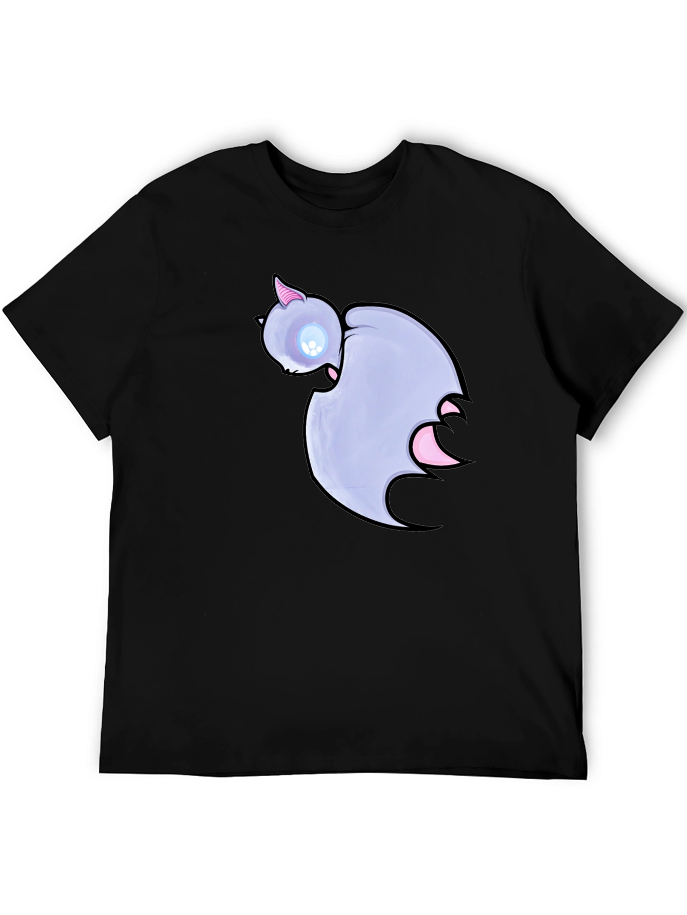 Cute Cartoon Bat Graphic Black T-Shirt