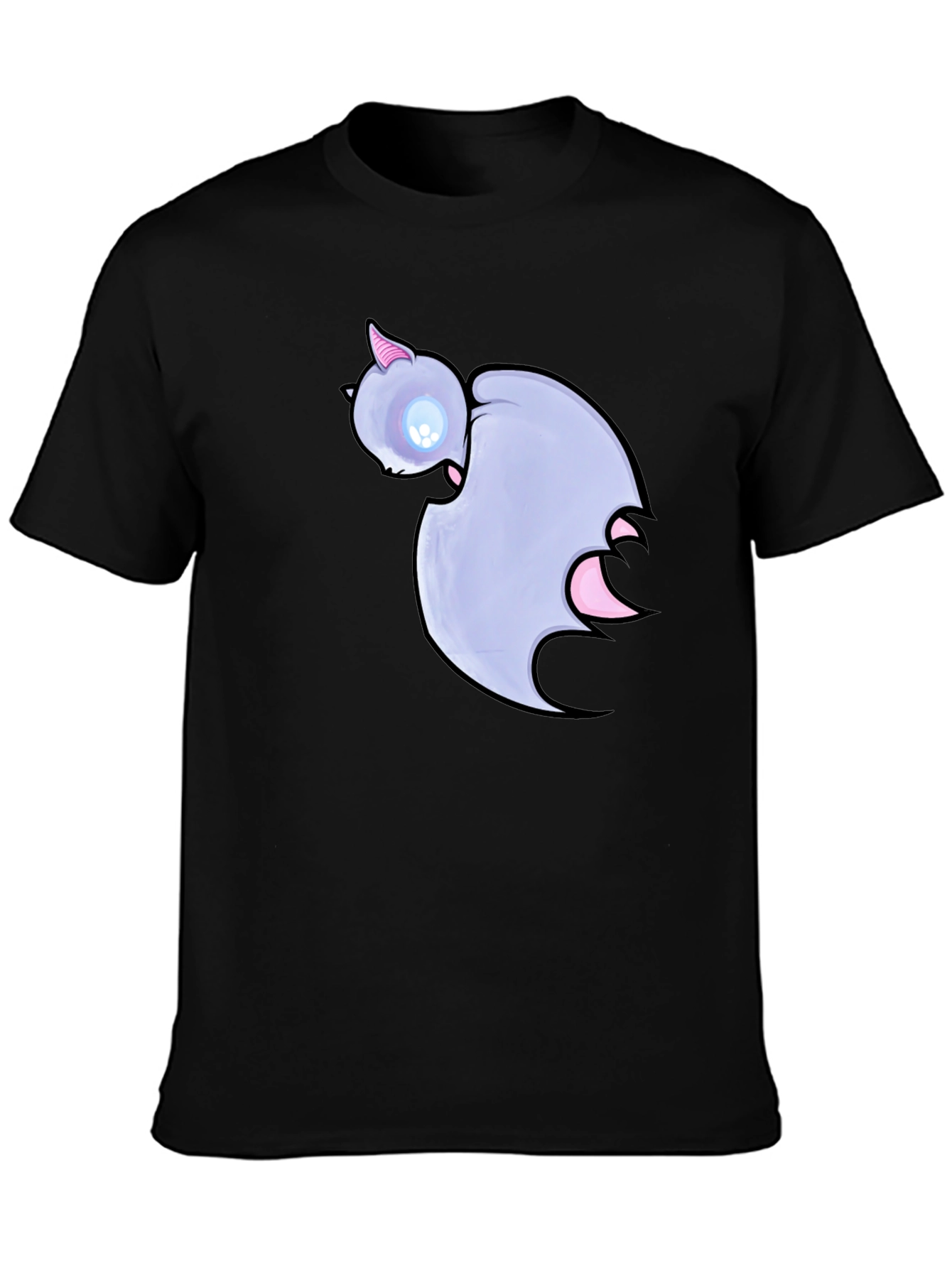 Cute Cartoon Bat Graphic Black T-Shirt