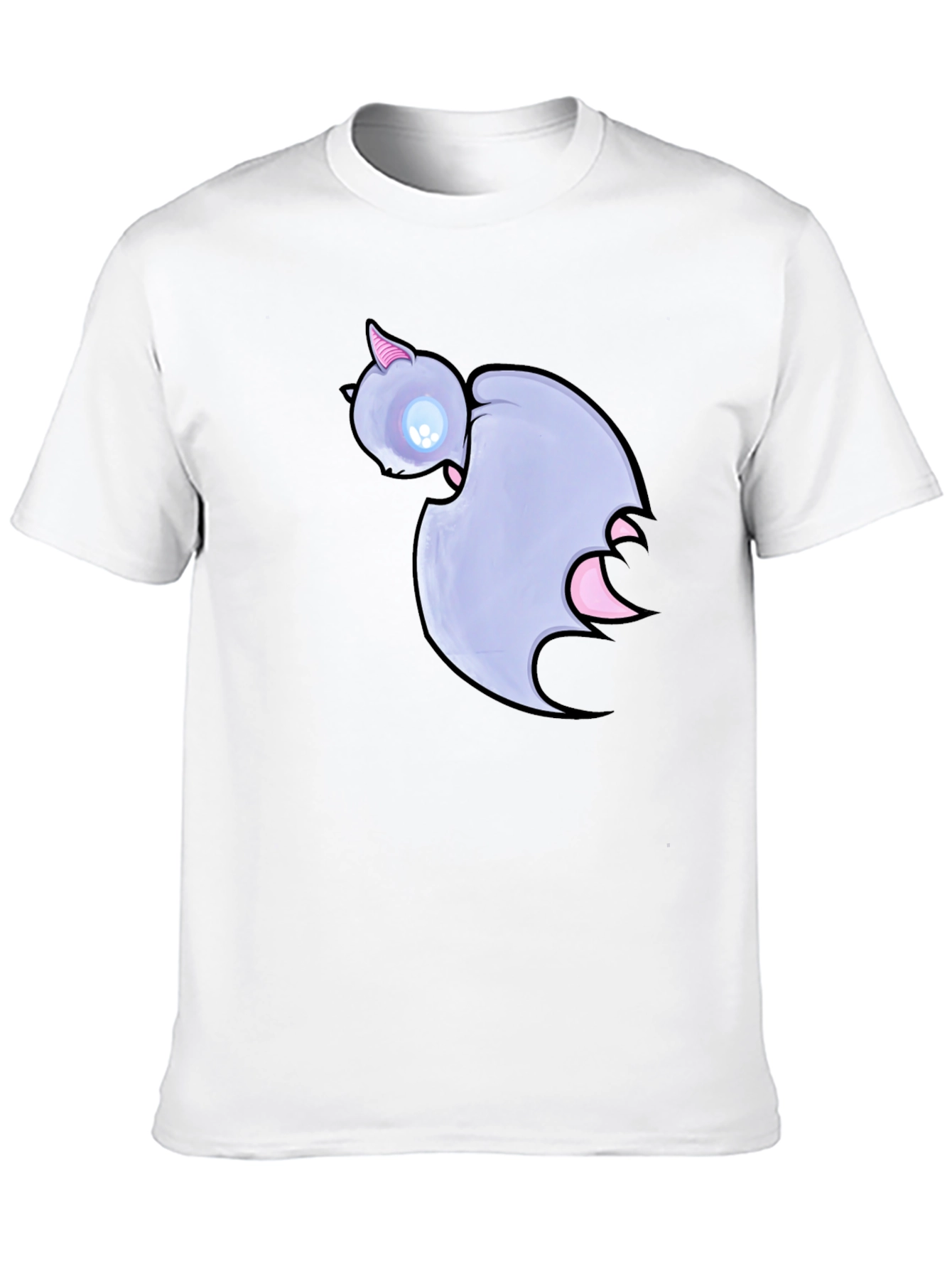 Cute Cartoon Bat Graphic Black T-Shirt