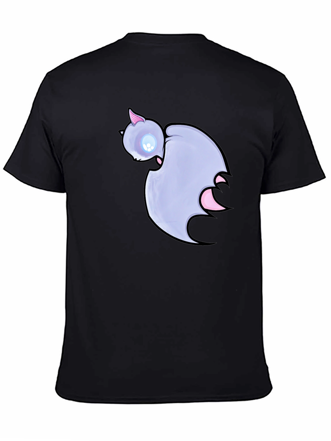 Cute Cartoon Bat Graphic Black T-Shirt