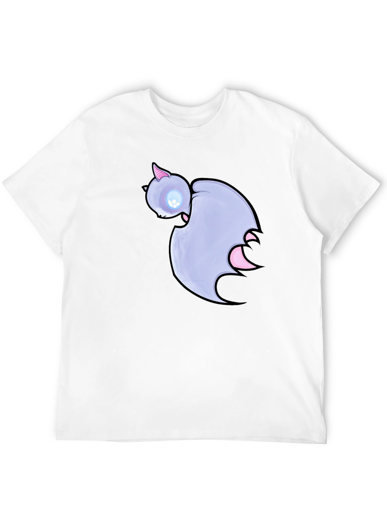 Cute Cartoon Bat Graphic Black T-Shirt