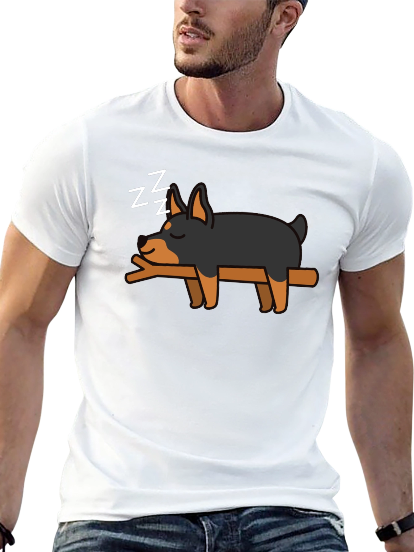 Cute Sleeping Dog T-Shirt - Black