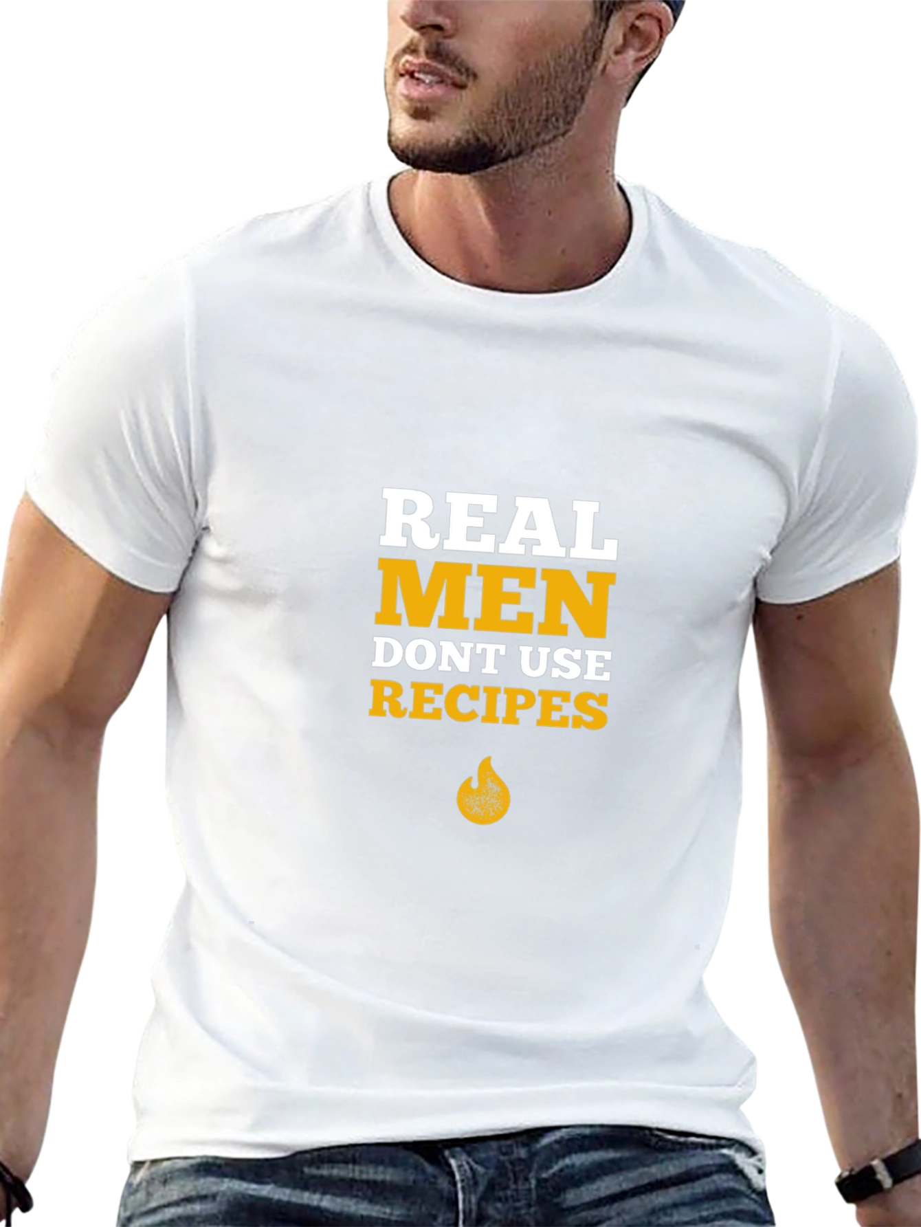 Real Men Dont Use Recipes Black Graphic T-Shirt