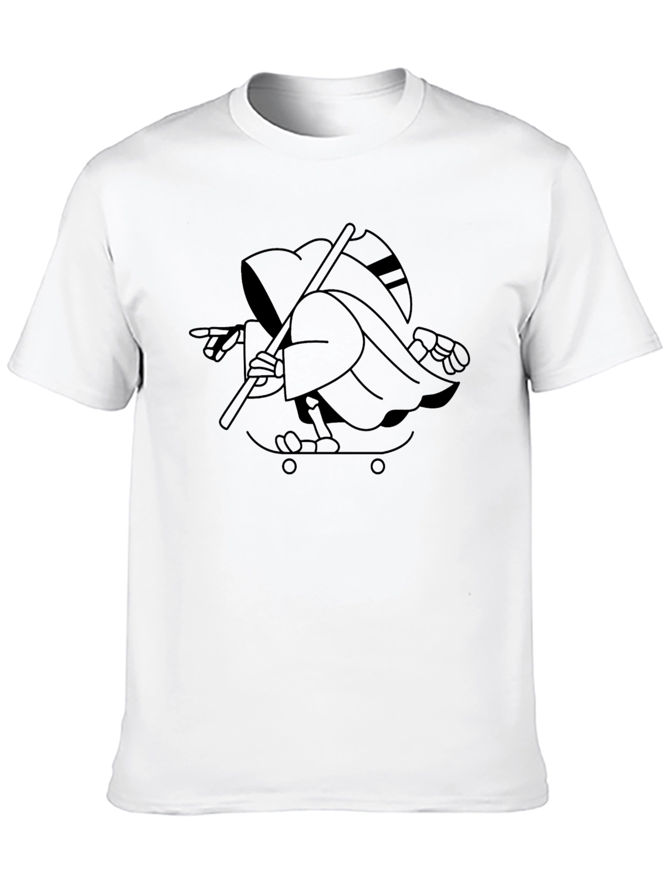 Grim Reaper Skateboarder Graphic Tee - Black