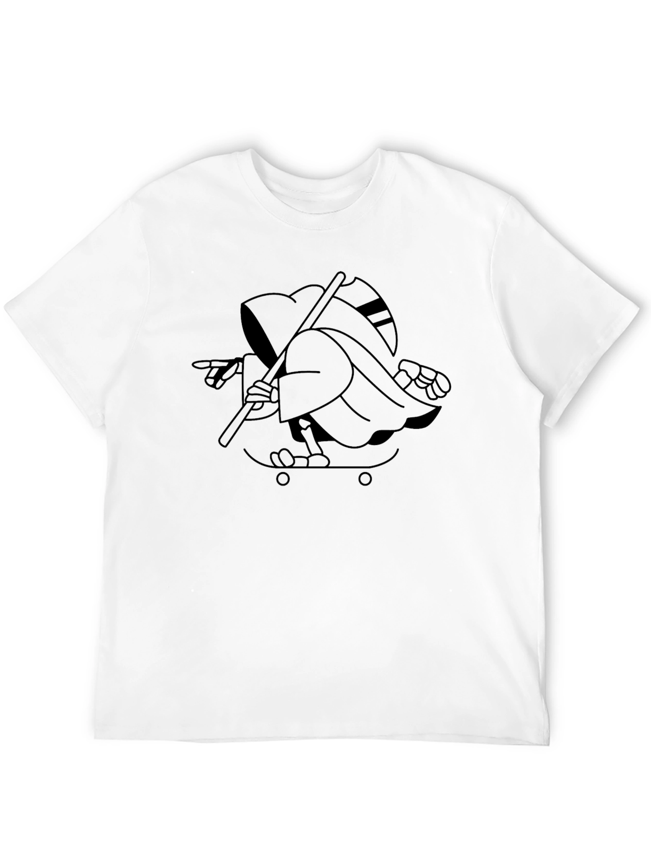 Grim Reaper Skateboarder Graphic Tee - Black