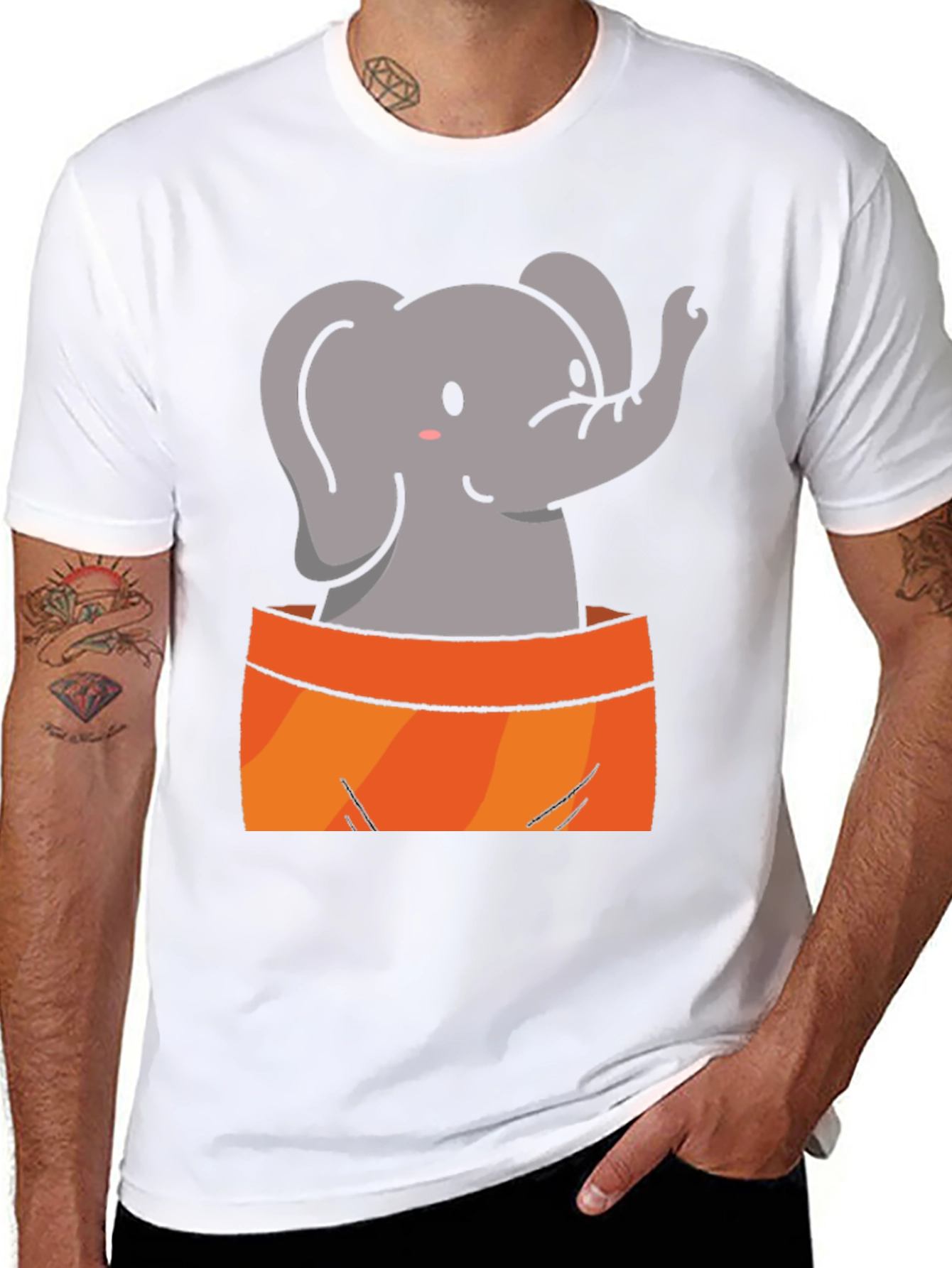 Cute Elephant Graphic Tee - Soft Black Cotton Shirt